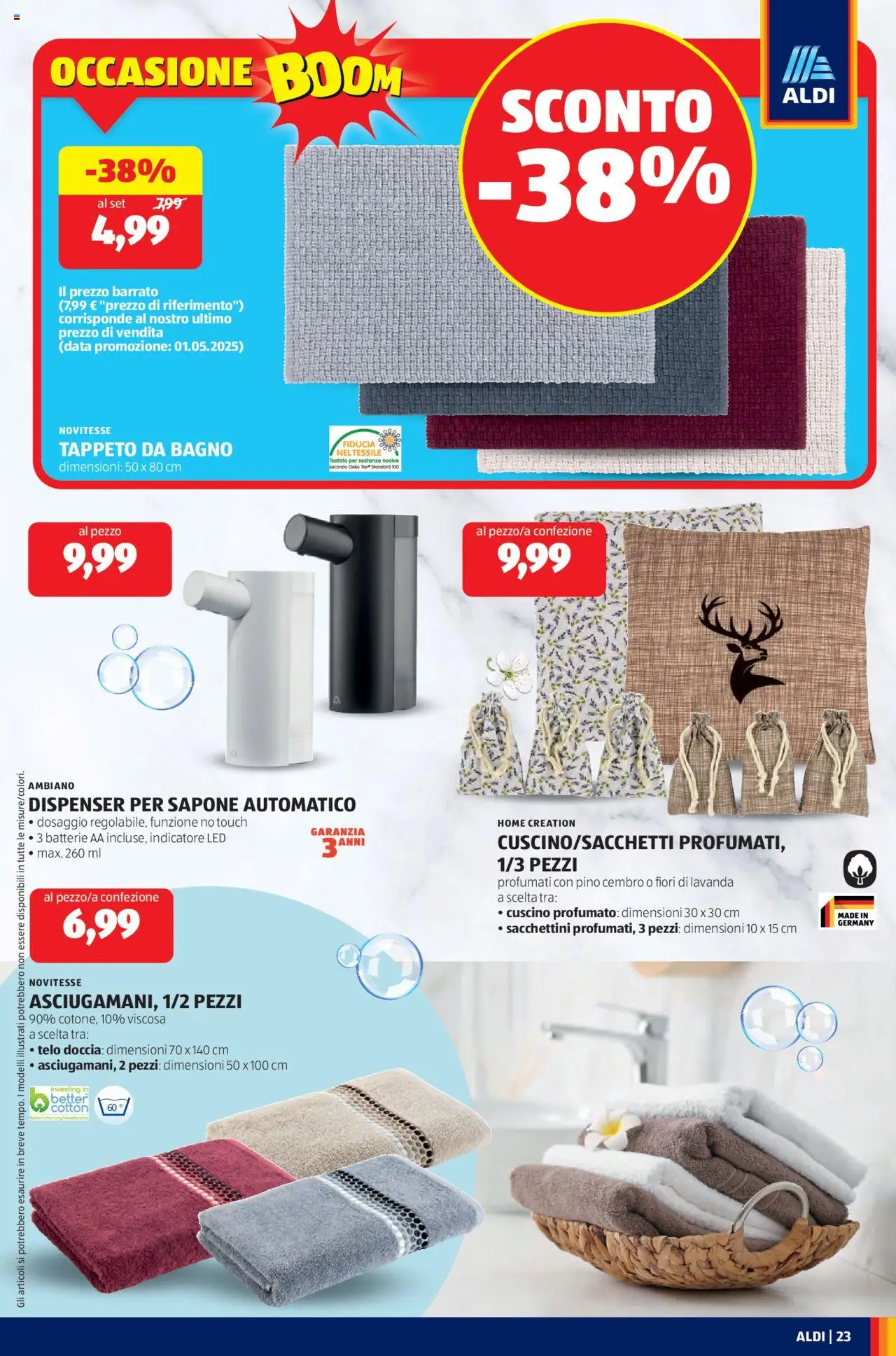 Volantino Aldi del 13.10.2025 | Pagina: 23 | Prodotti: Bagno, Doccia, Tappeto, Batterie