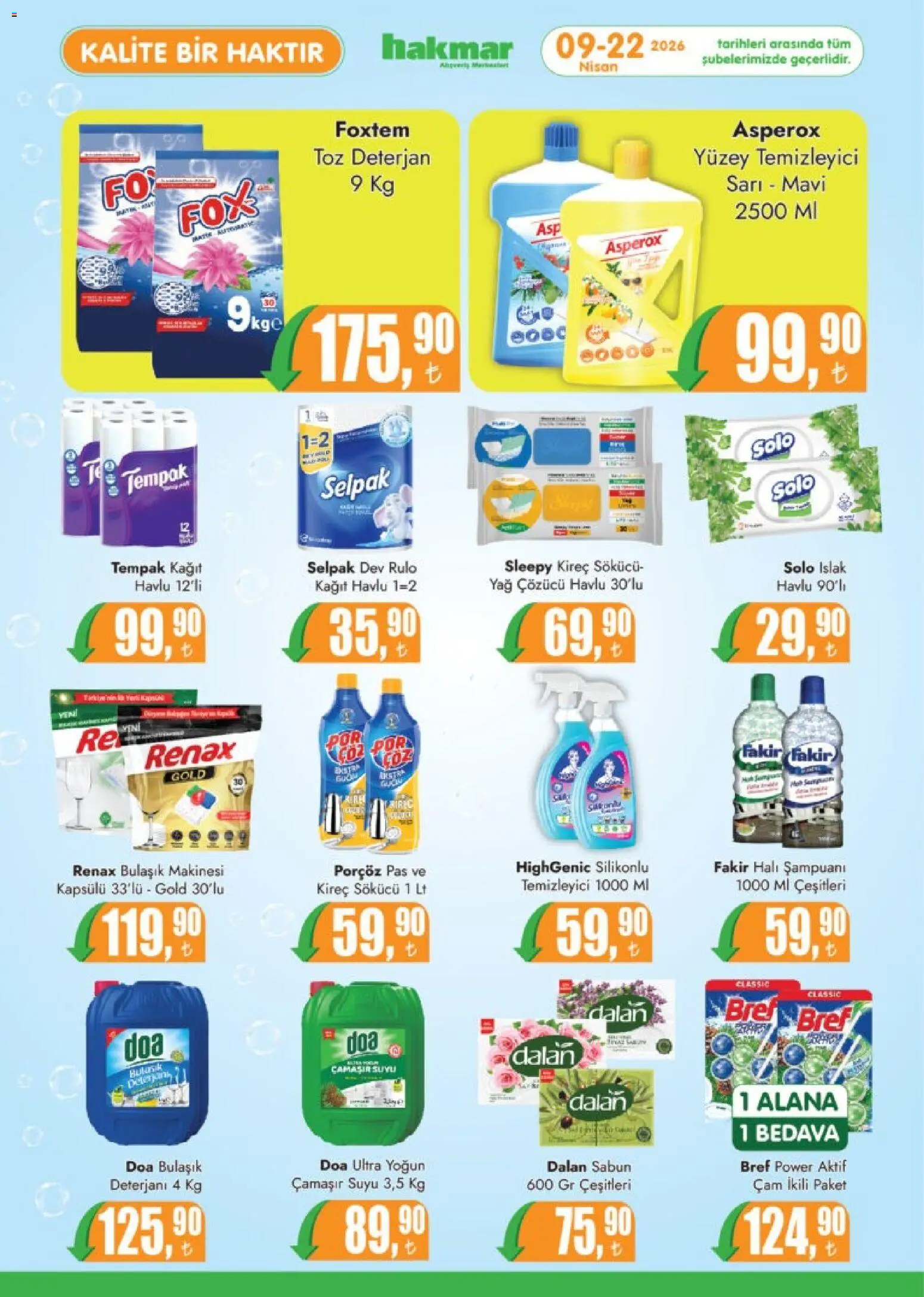 Hakmar Katalog - 09.04.2026 tarihinden itibaren geçerlidir | Sayfa: 2 | Ürünler: Halı, Sabun, Yağ çözücü, Bulaşık makinesi