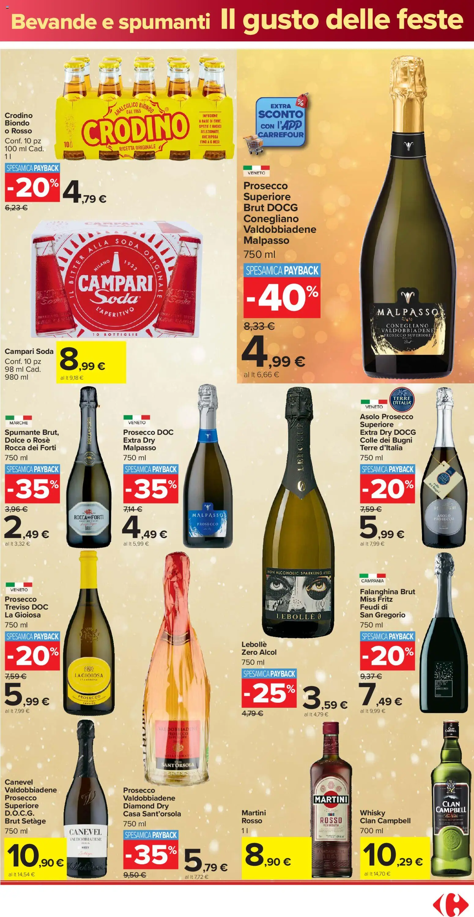 Volantino Carrefour del 16.12.2025 | Pagina: 5 | Prodotti: Prosecco, Whisky, Infusione, Spumante
