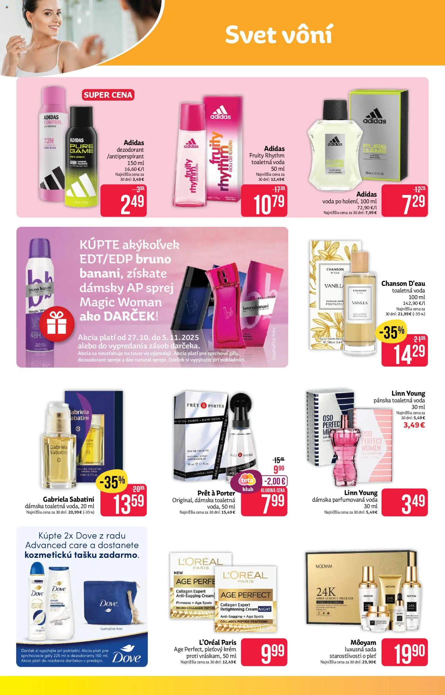 Nové Teta drogerie akcie – leták je platný od 27.10.2025 | Strana: 6 | Produkty: Toaletná voda, Voda po holení, Krém, Voda