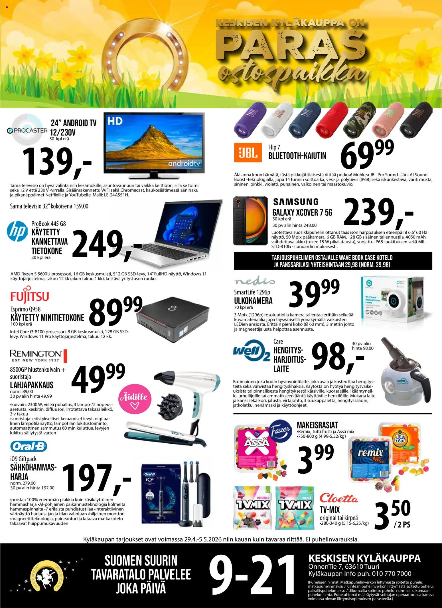 Tuuri tarjoukset – voimassa 29.04.2026 alkaen | Sivu: 1 | Tuotteet: Kansi, Hammasharja, TV, Kamera