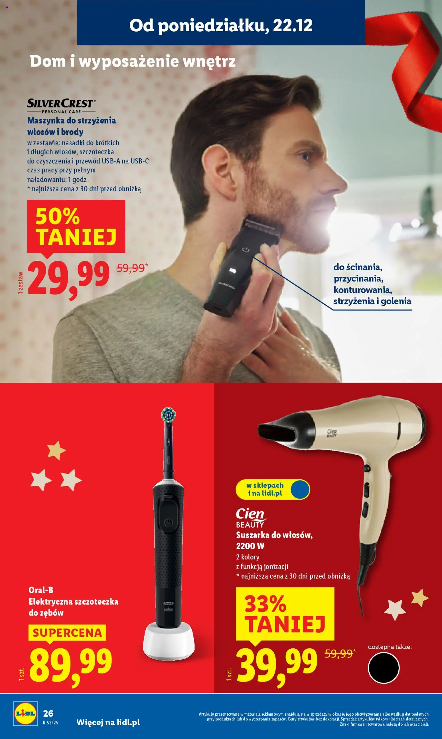 Lidl Katalog od 22.12.2025 | Strona: 30 | Produkty: Suszarka, Elektryczna szczoteczka do zębów, Maszynka do strzyżenia, Szczoteczka do zębów