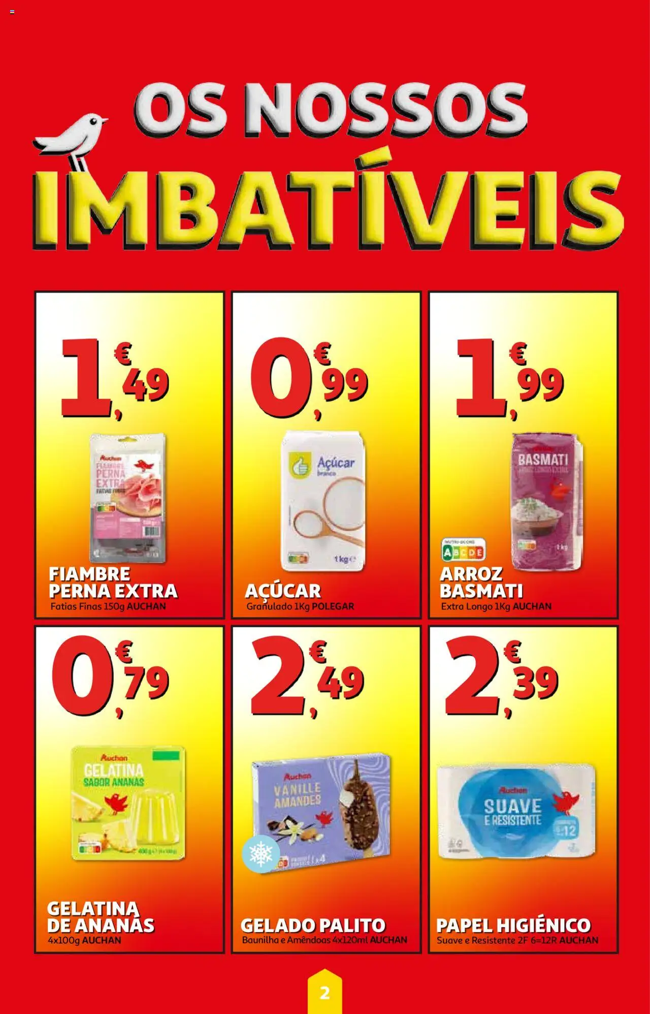 Auchan folheto │ válido de 07.08.2025 | Página: 2 | Produtos: Amêndoas, Arroz basmati, Gelado, Açúcar