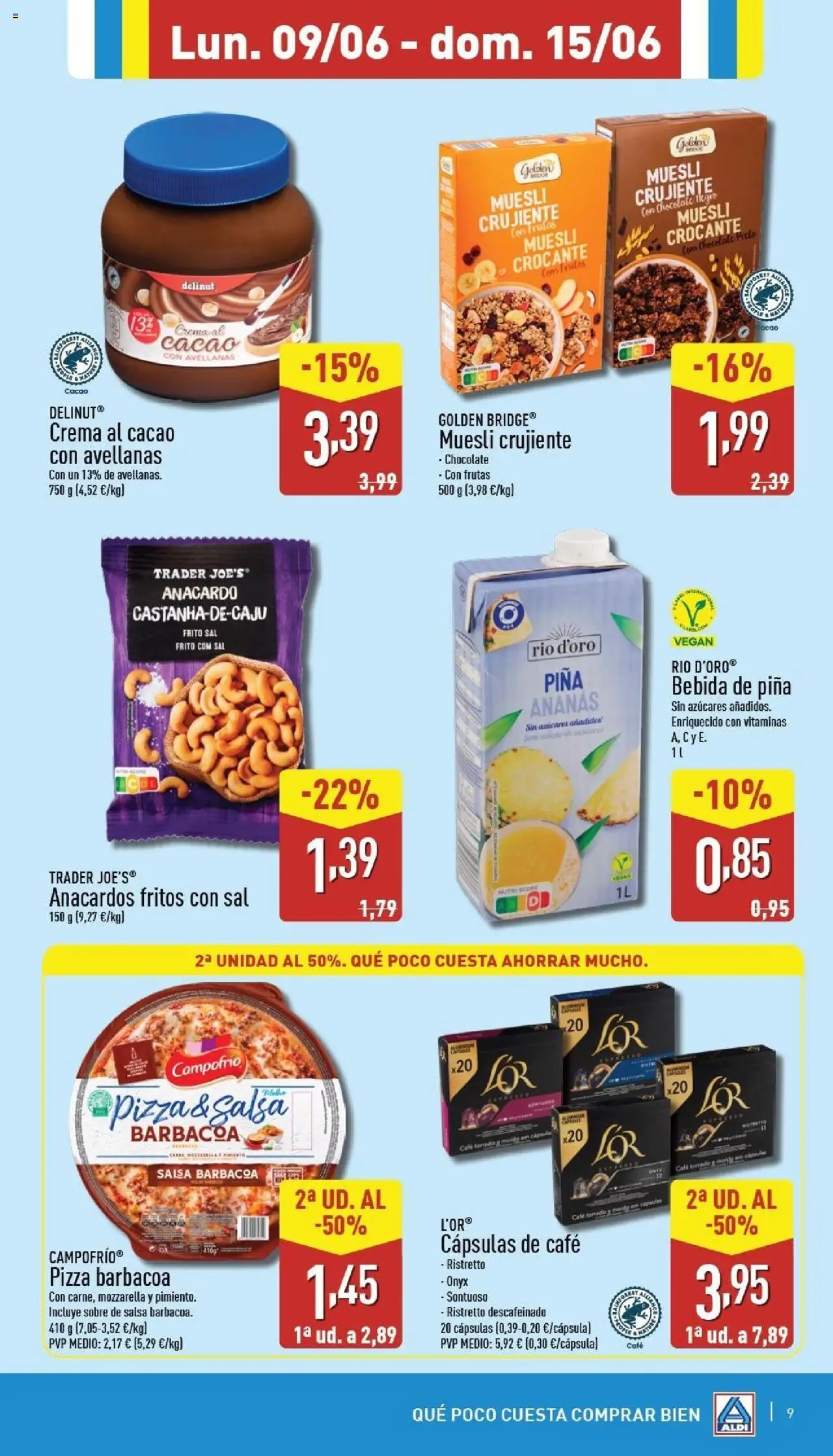 Aldi folleto Canarias │ válido desde el 09.06.2025 | Página: 9 | Productos: Chocolate, Piña, Barbacoa, Φρυγανιές σικάλεως