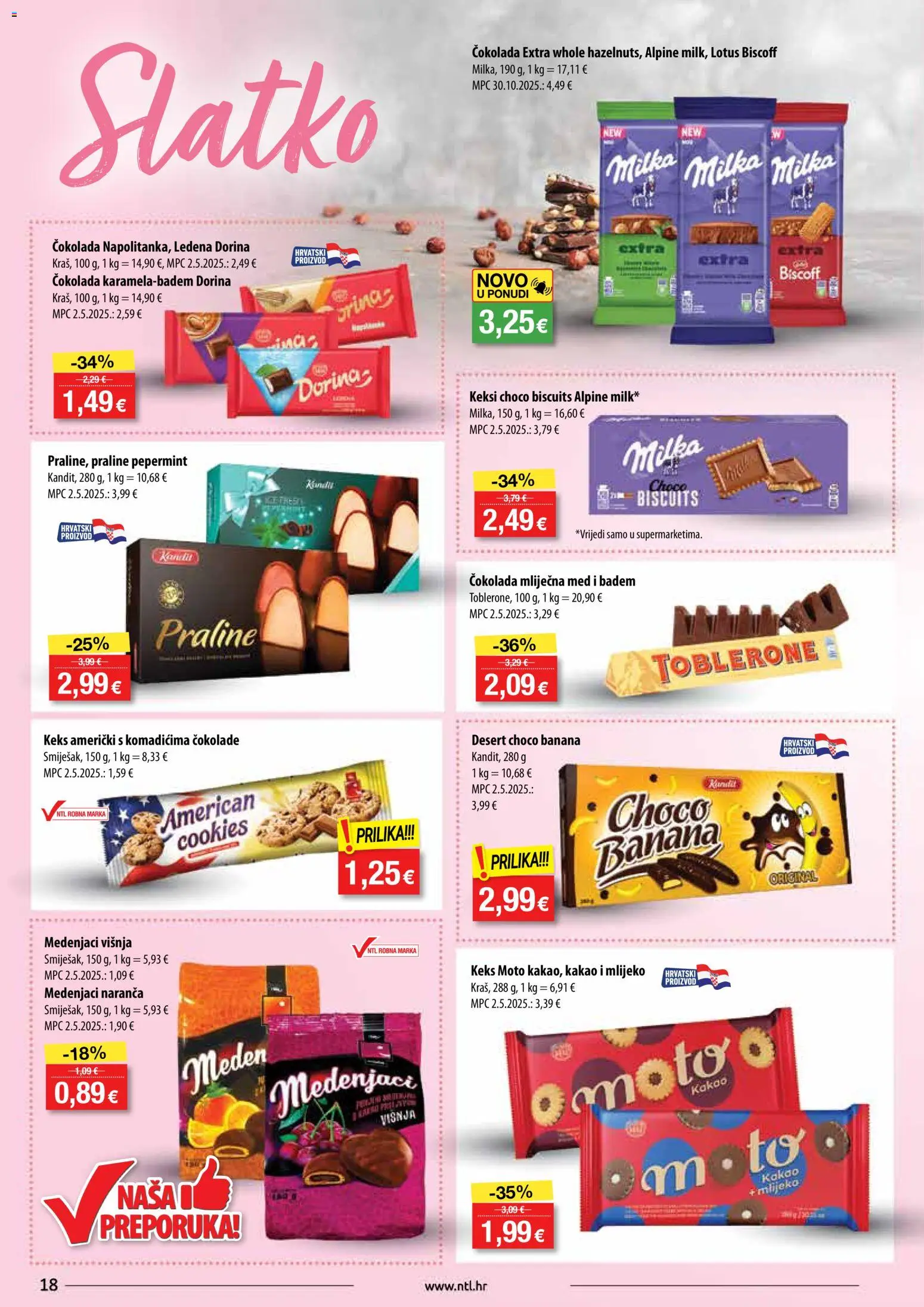 NTL katalog | vrijedi od 19.11.2025 | Stranica: 18 | Proizvodi: Praline, Dorina, Mlijeko, Keks