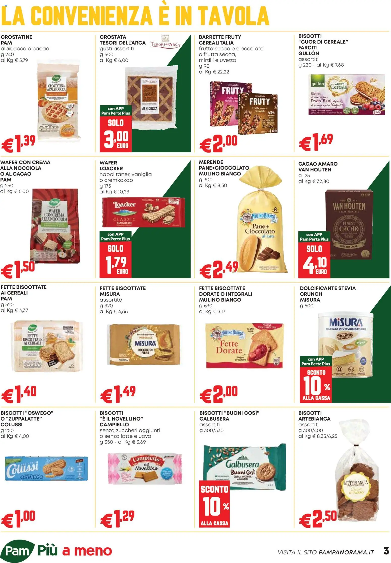 Volantino PAM del 15.01.2026 | Pagina: 3 | Prodotti: Dolcificante, Pane, Cioccolato, Crostatine