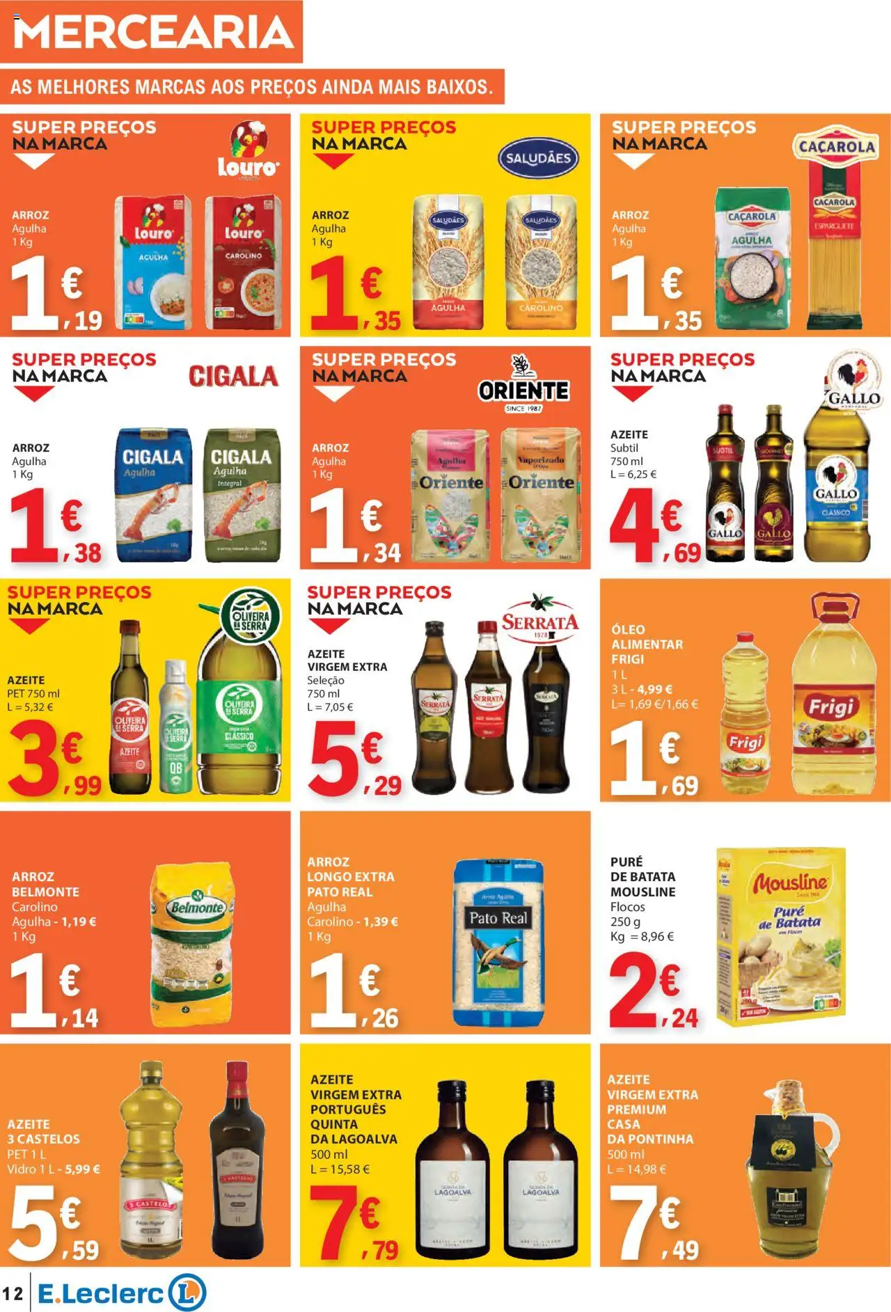 E.Leclerc folheto │ válido de 04.09.2025 | Página: 12 | Produtos: Batata, Esparguete, Azeite, Flocos