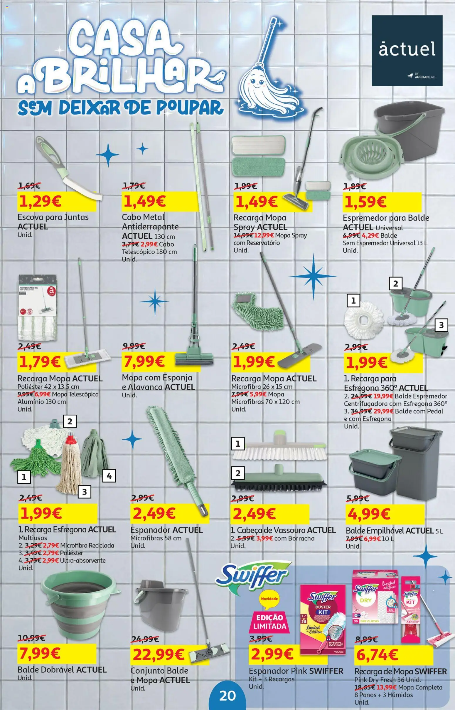 Auchan folheto │ válido de 17.02.2026 | Página: 20 | Produtos: Cabo, Balde, Esponja, Vassoura