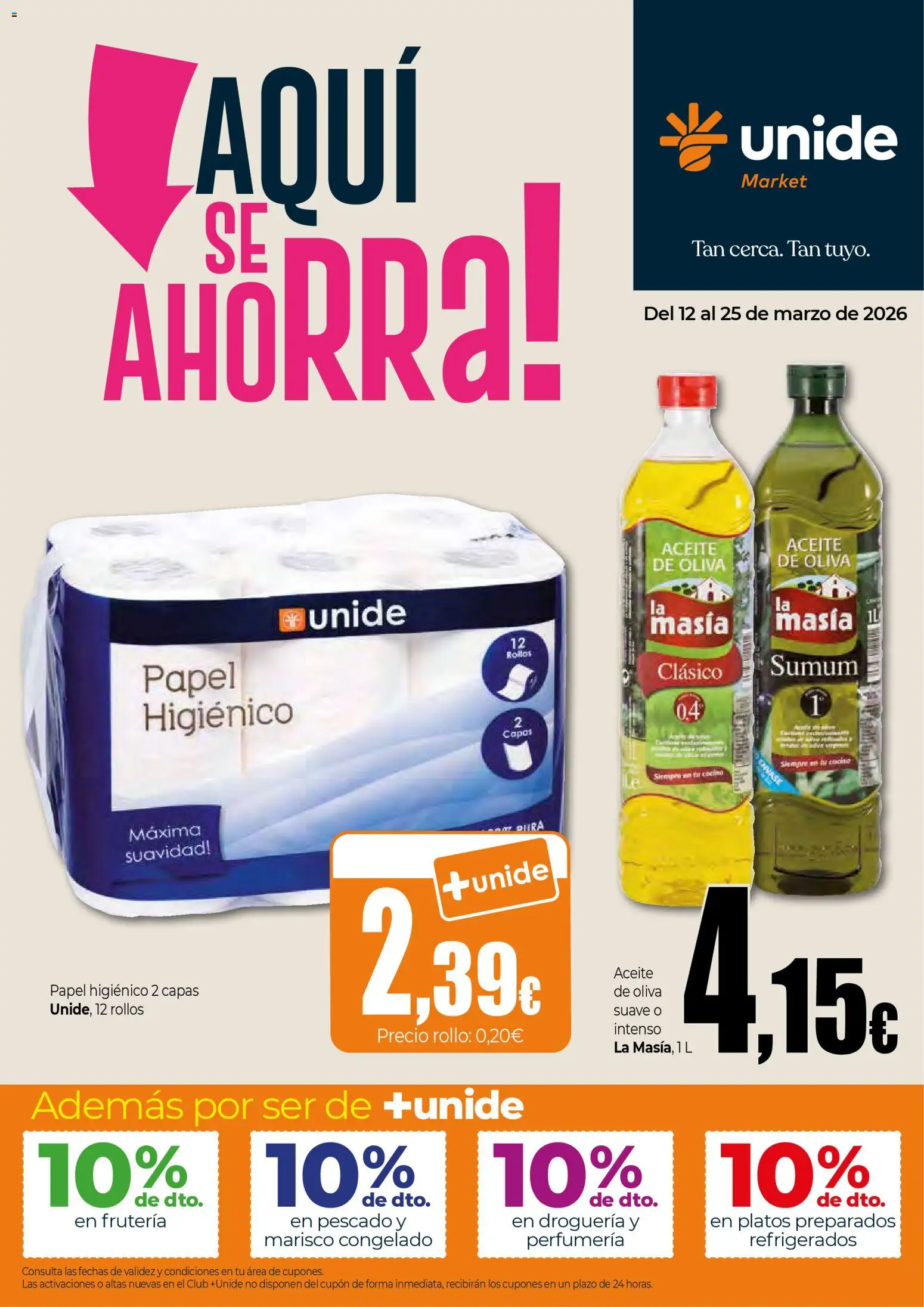 Unide folleto │ válido desde el 12.03.2026 | Página: 1 | Productos: Aceite, Papel higienico, Pescado, Aceite de oliva