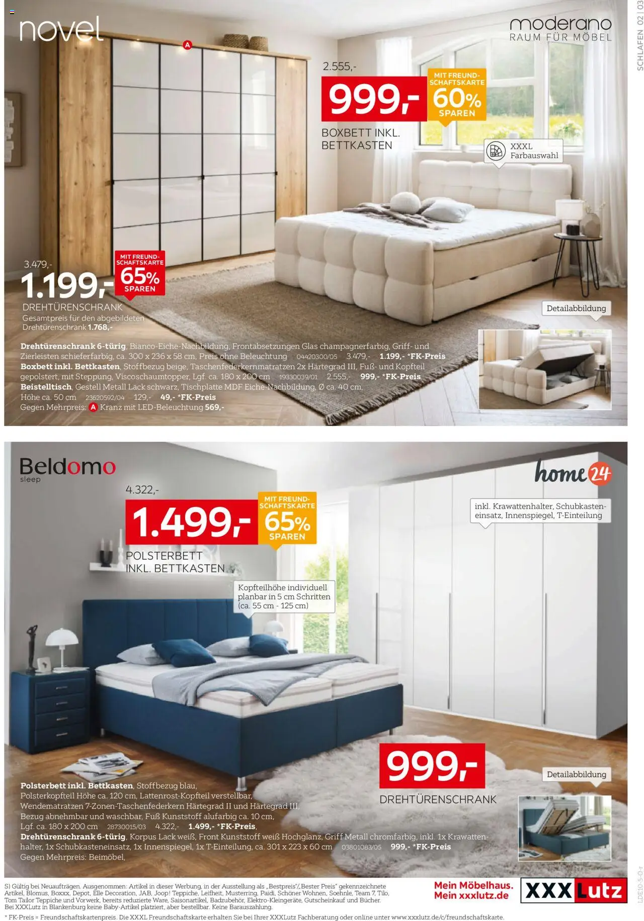 XXXL Lutz Schlafen Spezial – gültig ab 12.10.2025 | Seite: 3 | Produkte: Drehtürenschrank, Polsterbett