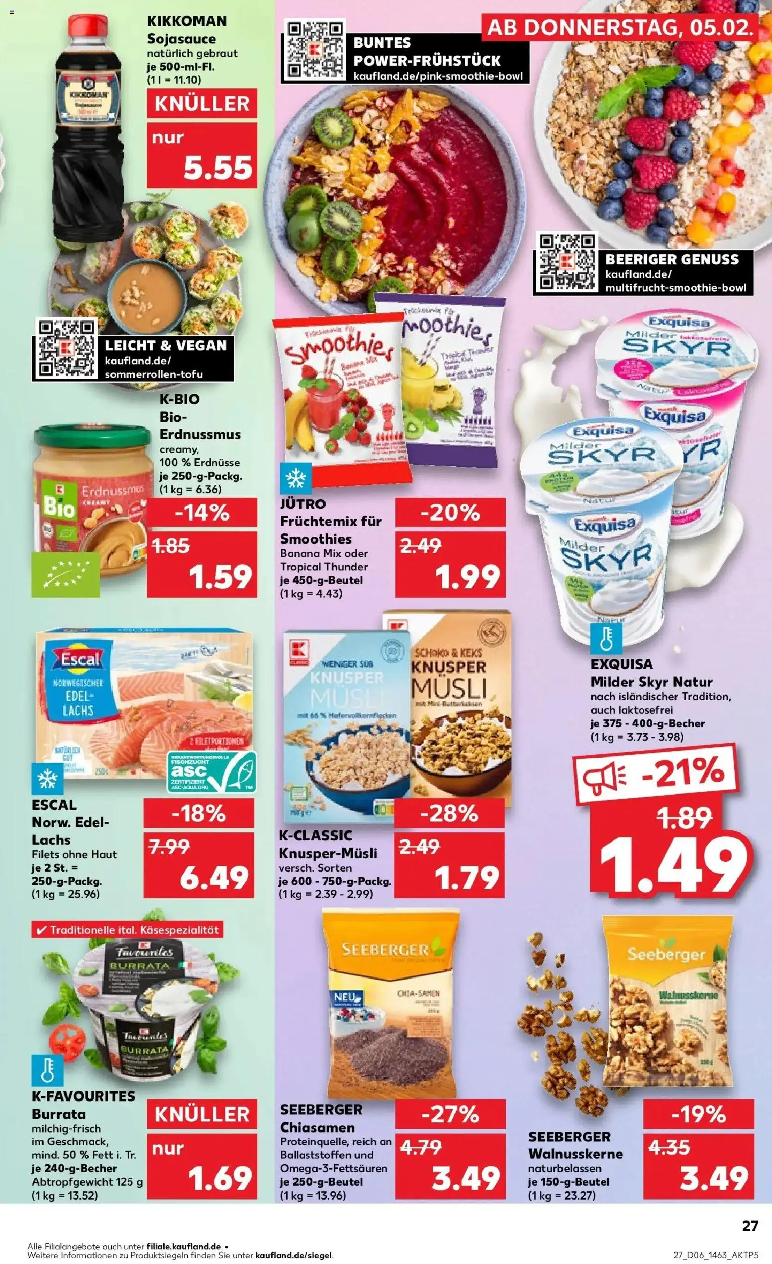 Kaufland prospekt Vilshofen An Der Donau	 – gültig ab 09.02.2026 | Seite: 27 | Produkte: Erdnüsse, Butter, Exquisa, Burrata