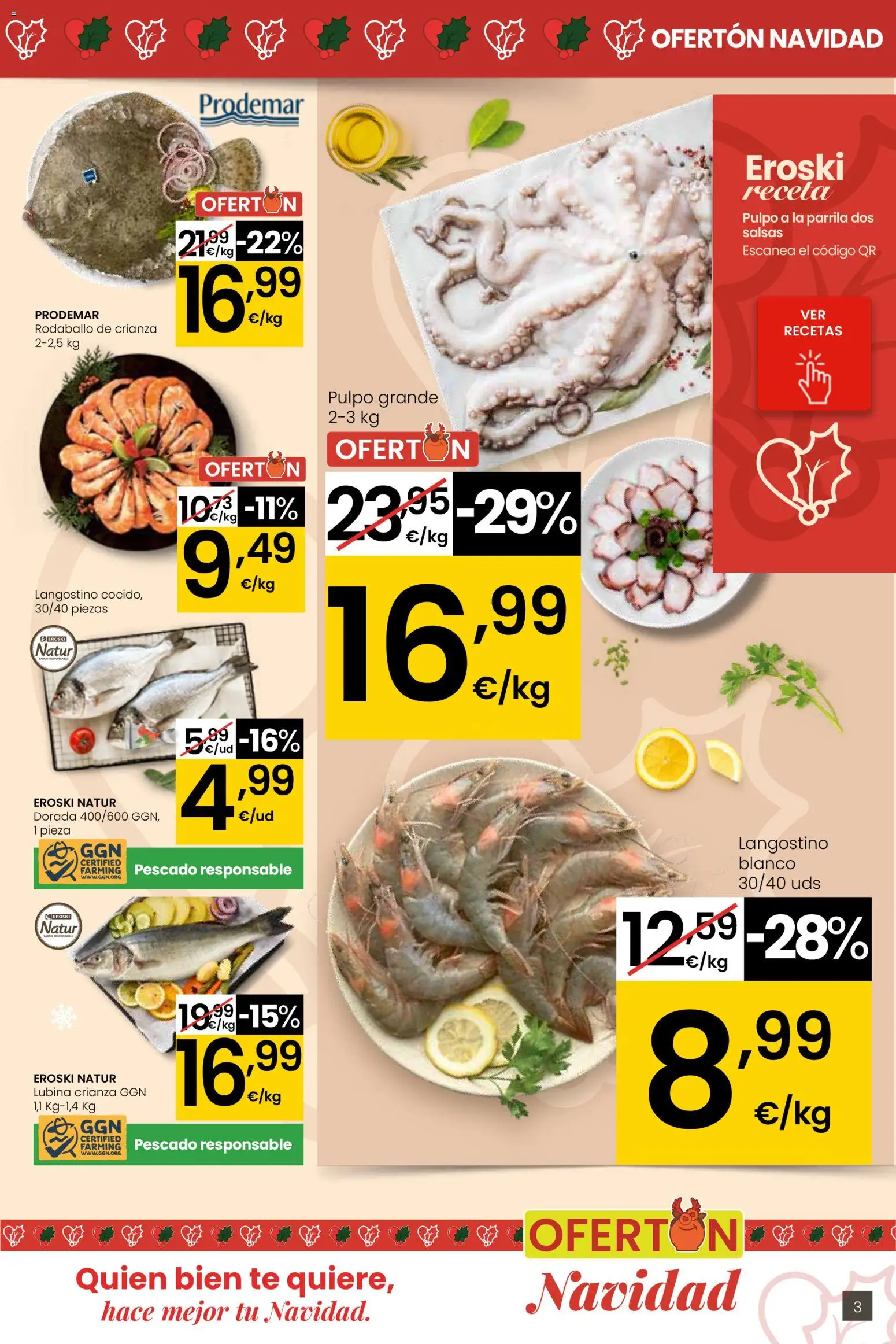 Eroski - Supermercados │ válido desde el 26.12.2025 | Página: 3 | Productos: Pescado, Té, Langostino