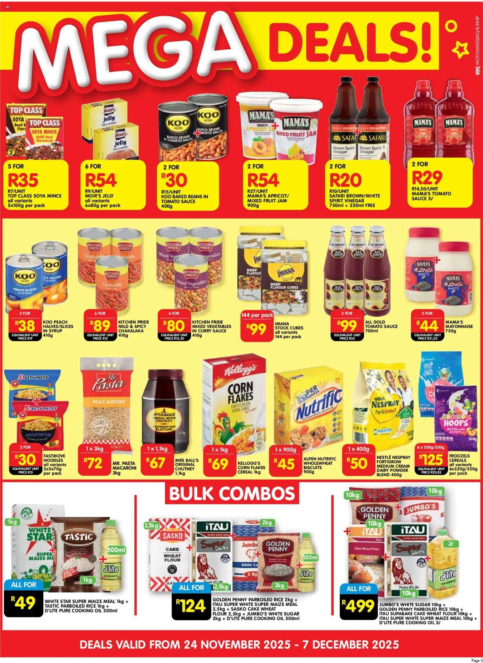 New Shoprite catalogue – valid from 24.11.2025 | Page: 3 | Products: Beef, Flakes, Fruit, Chilli