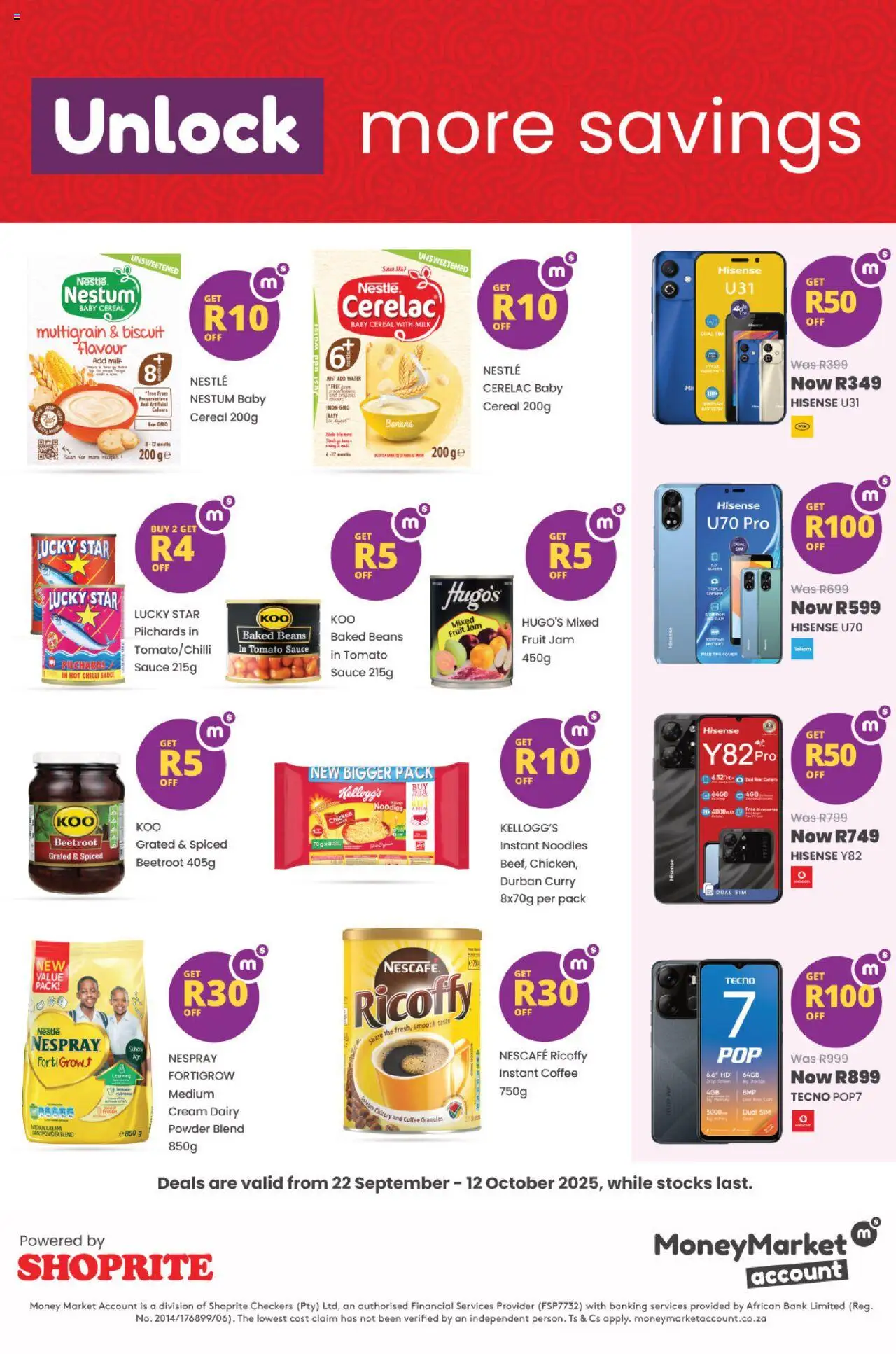 New Shoprite catalogue – valid from 22.09.2025 | Page: 2 | Products: Pilchards, Sim, Cover, Estuche organizador de viaje