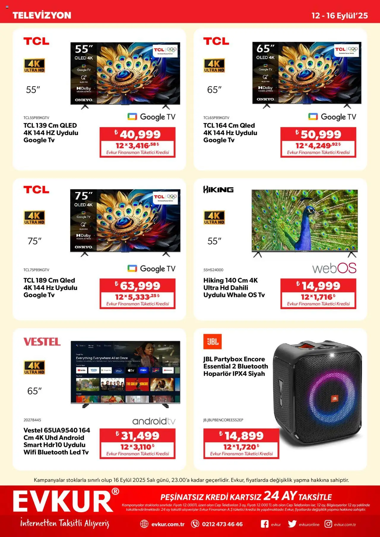 Evkur Katalog - 12.09.2025 tarihinden itibaren geçerlidir | Sayfa: 5 | Ürünler: TV, Televizyon, Hoparlör