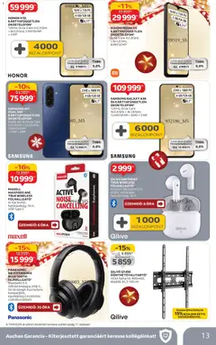 Auchan - Háztartási Elektronika ajánlataink - amely érvényes a következő dátumtól: 11.12.2025 | Oldal: 13 | Termékek: Fejhallgató, Xiaomi, Samsung, Óra