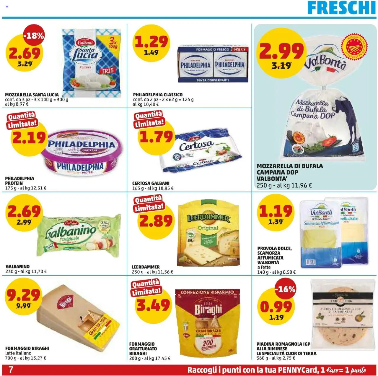 Volantino PENNY del 25.09.2025 | Pagina: 7 | Prodotti: Latte, Formaggio, Piadina, Terra