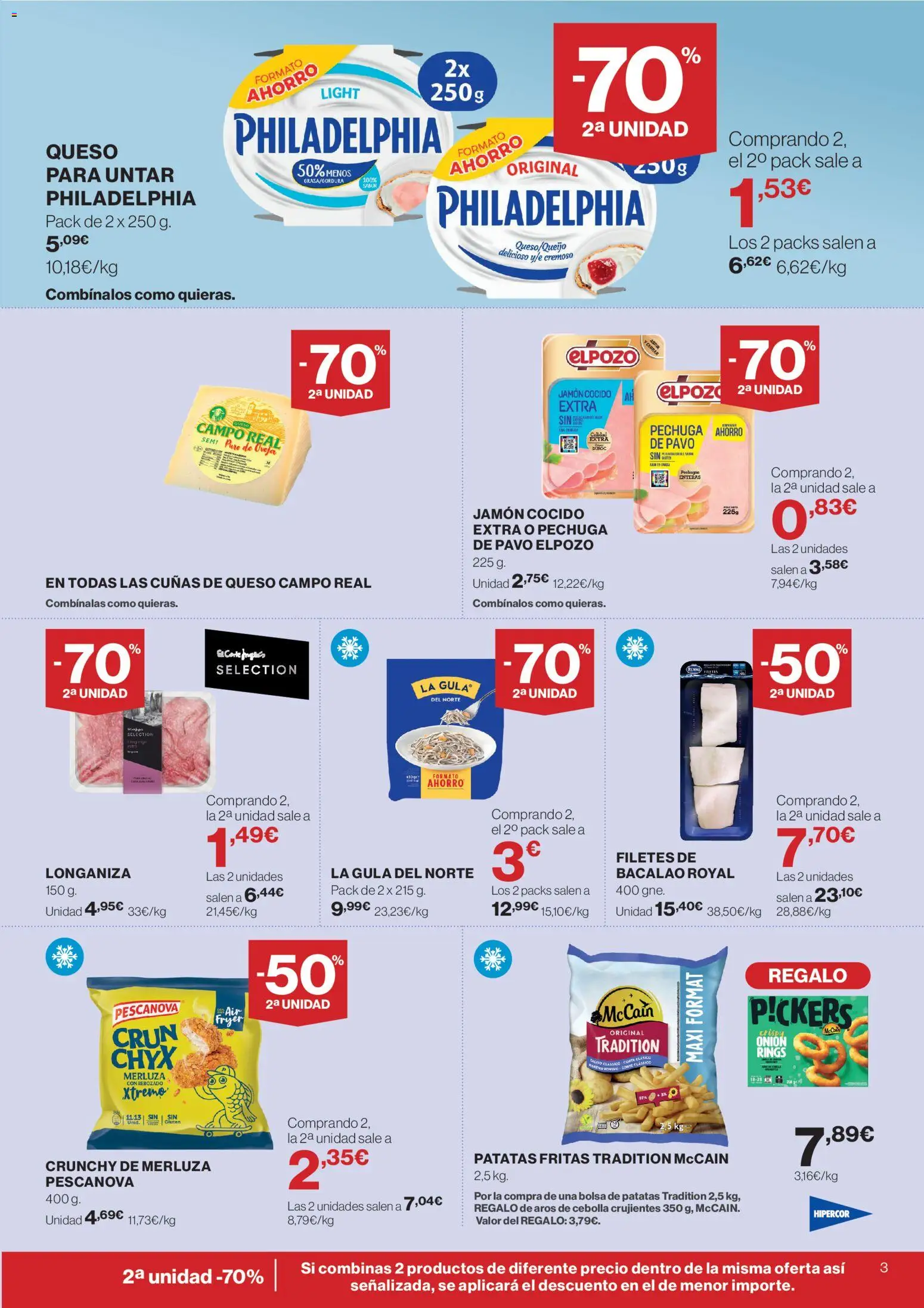 Hipercor catálogo │ válido desde el 23.04.2026 | Página: 3 | Productos: Queso, Jamón cocido, Παγωμένο τσάι, Longaniza
