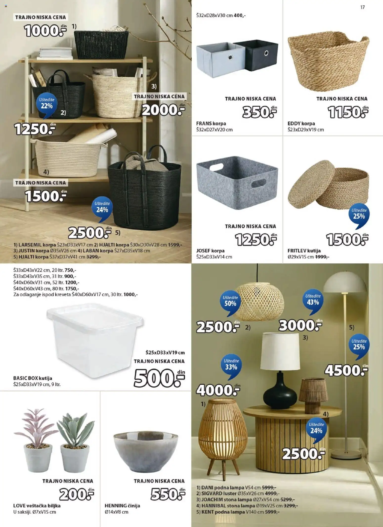 Jysk katalog - važi od 11.03.2026 | Strana: 17 | Proizvode: Kutija, Luster, Korpa, Lampa