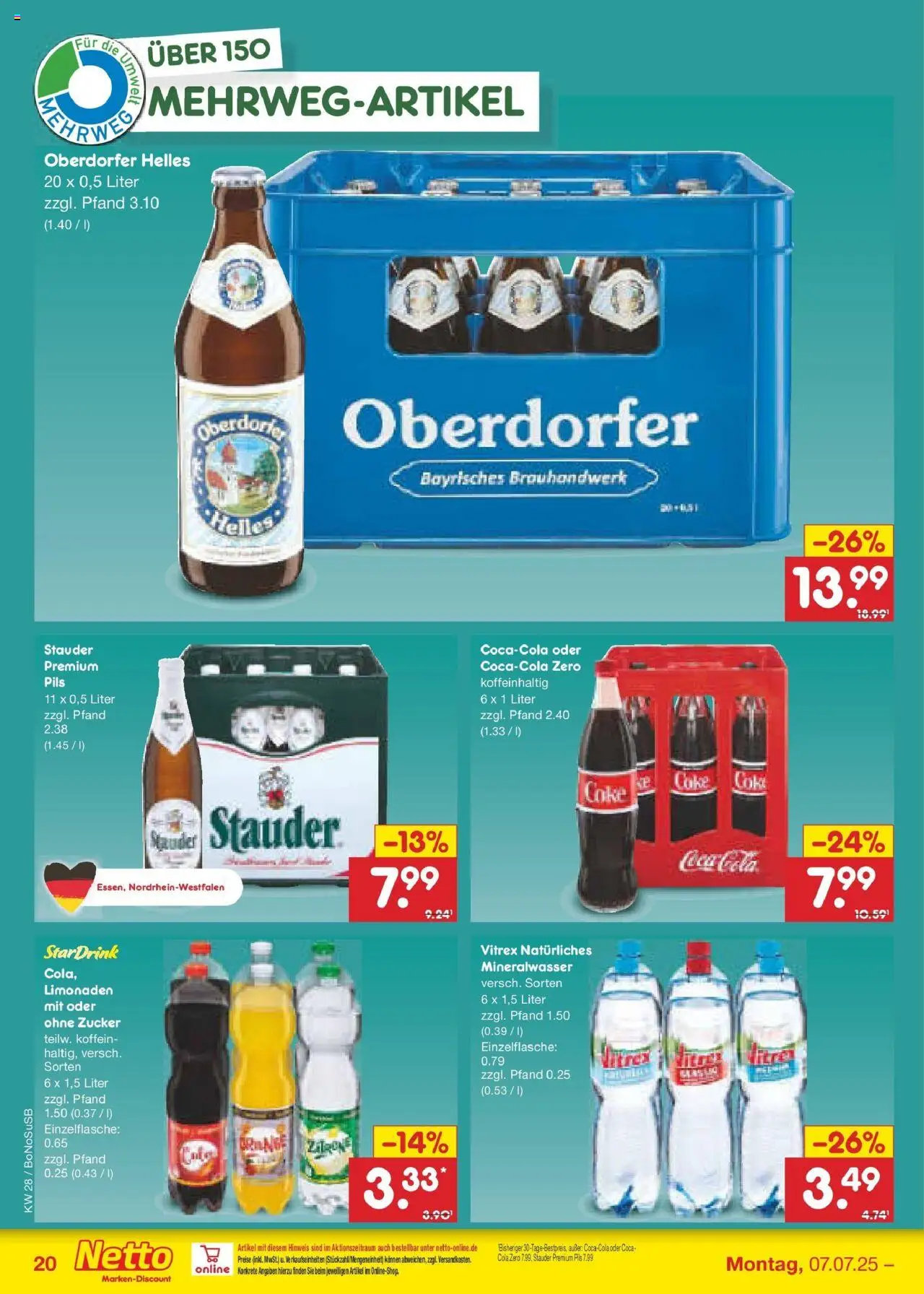 Netto Marken-Discount prospekt Herne	 - gültig ab dem 07.07.2025 | Seite: 30 | Produkte: Pils, Mineralwasser, Zucker, Zitrone