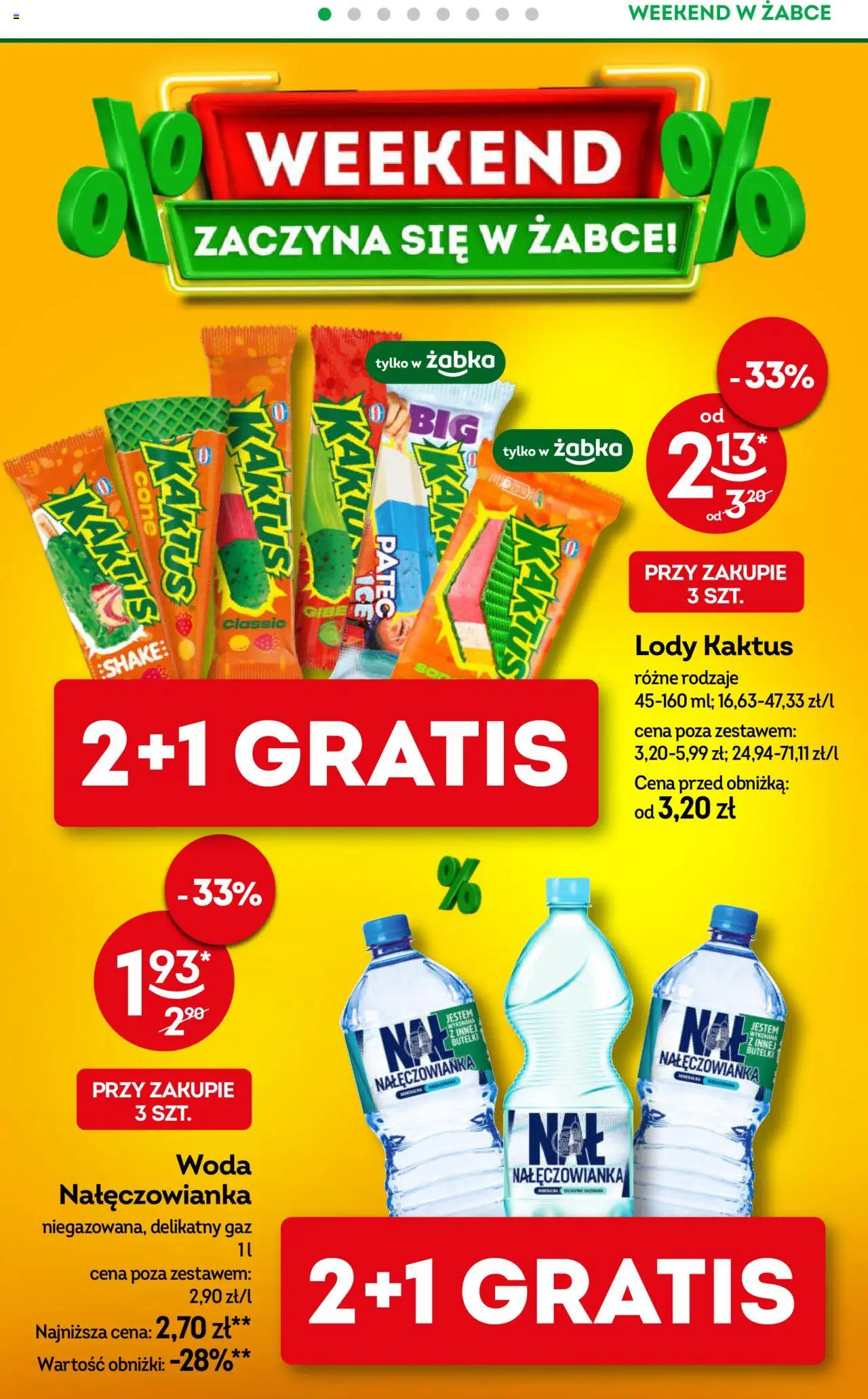 Żabka Gazetka - Weekendowe promocje od 01.08.2025 | Strona: 2 | Produkty: Lody Kaktus, Lody, Woda