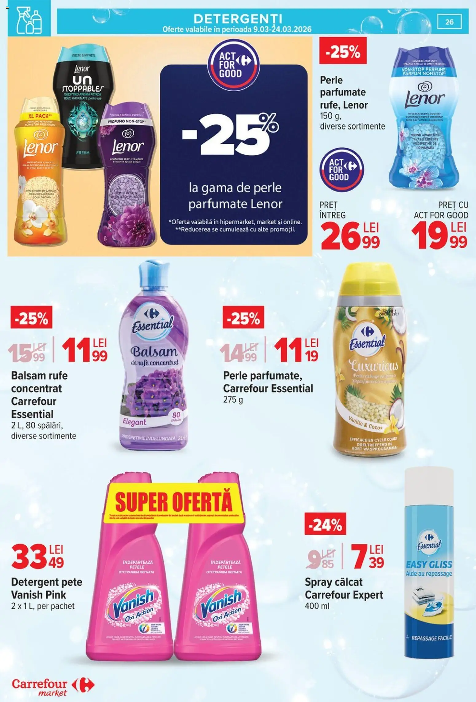 Noul catalog Carrefour – valabil de la 09.03.2026 | Pagină: 30 | Produse: Akrilik boya, Parfum, Detergent, Çelik Mama ve Su Kabı