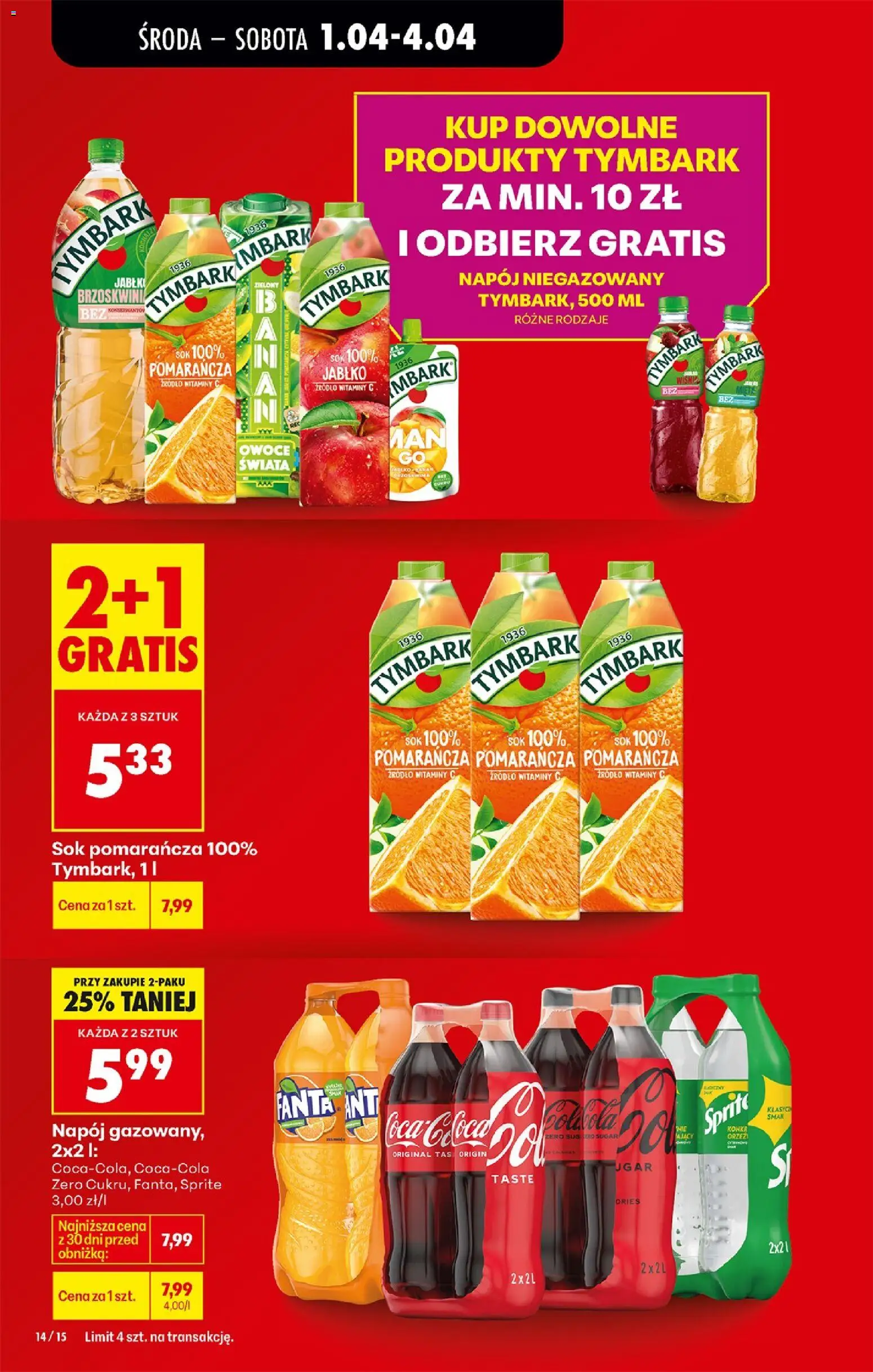 Biedronka gazetka od środy od 01.04.2026 | Strona: 14 | Produkty: Mango, Sprite, Banan, Owoce