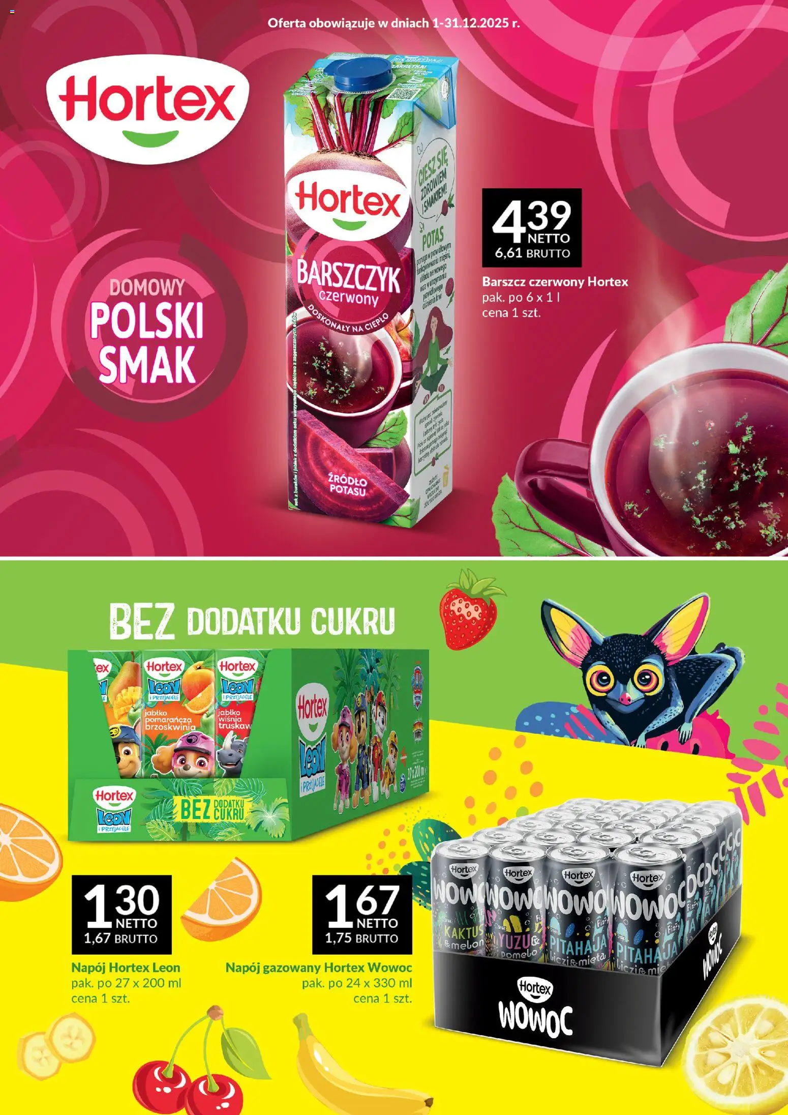 Makro Gazetka - Hortex od 01.12.2025 | Strona: 1 | Produkty: Brzoskwinia, Barszcz, Pomelo, Jabłka