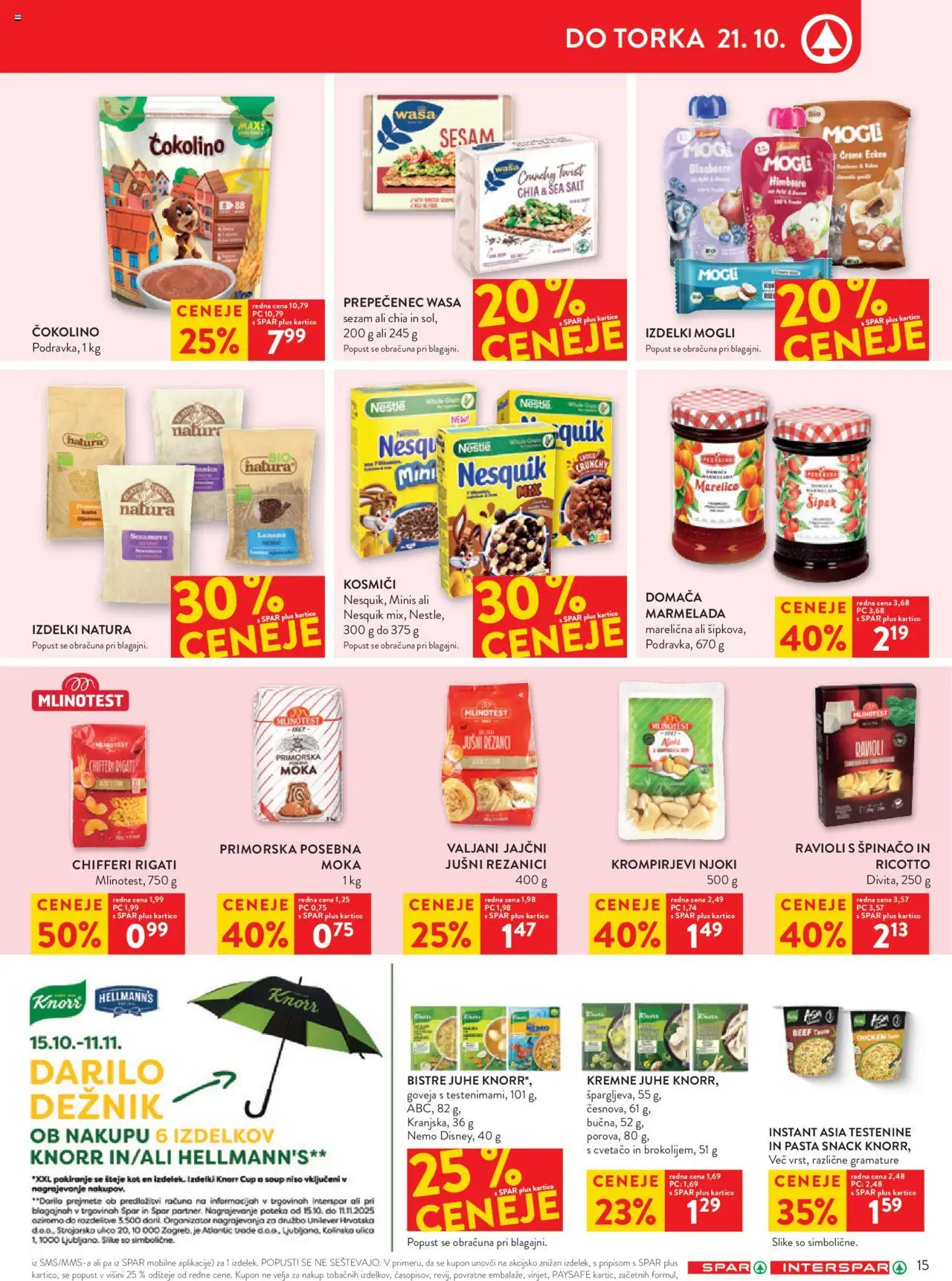 Novi Spar katalog ponudbe – veljaven od 15.10.2025 | Stran: 19 | Izdelki: Marmelada, Njoki, Top doble cara, Kosmici