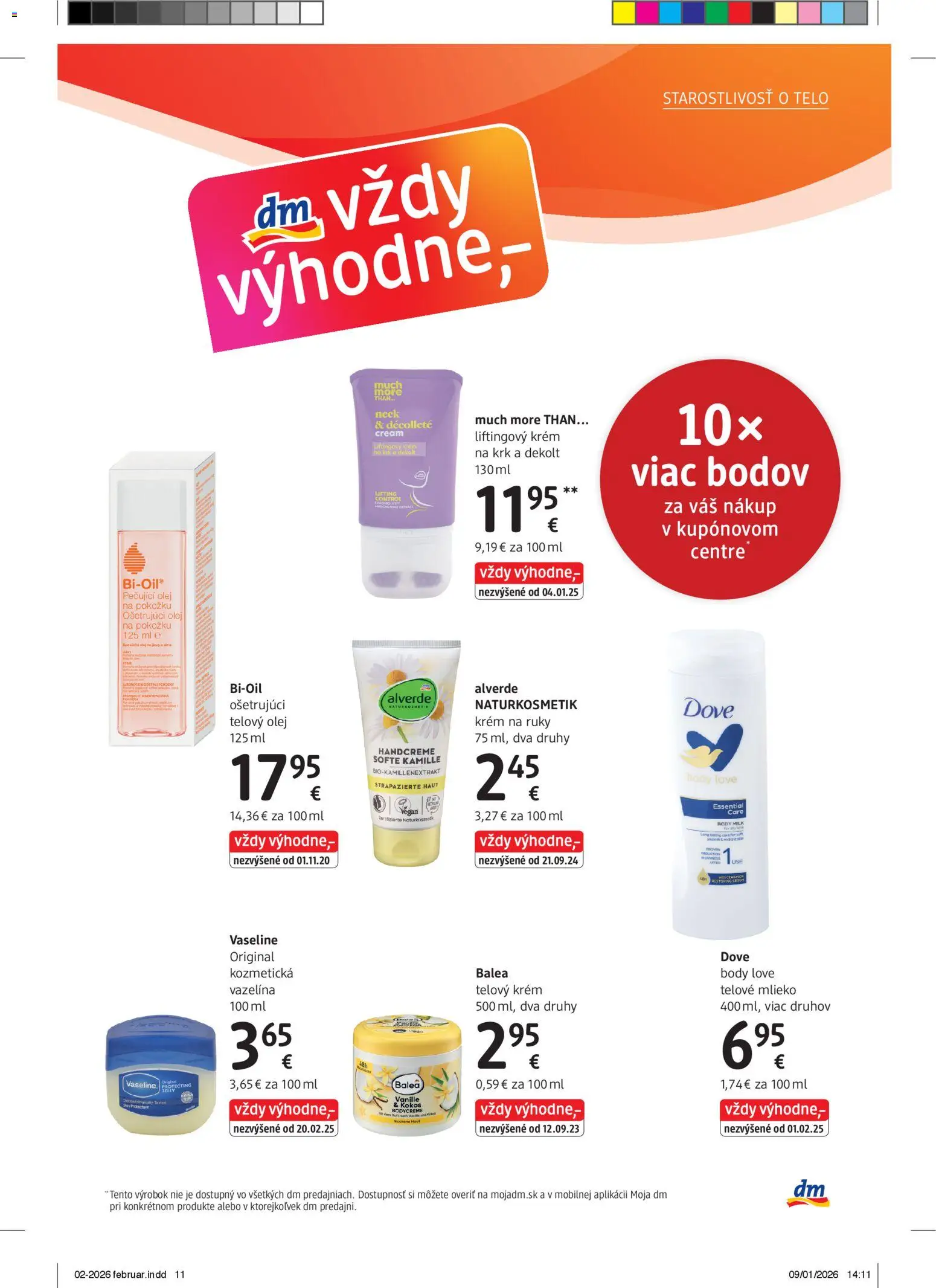 Nové dm drogerie akcie – leták je platný od 01.02.2026 | Strana: 11 | Produkty: Mlieko, Olej, Telové mlieko, Krém na ruky
