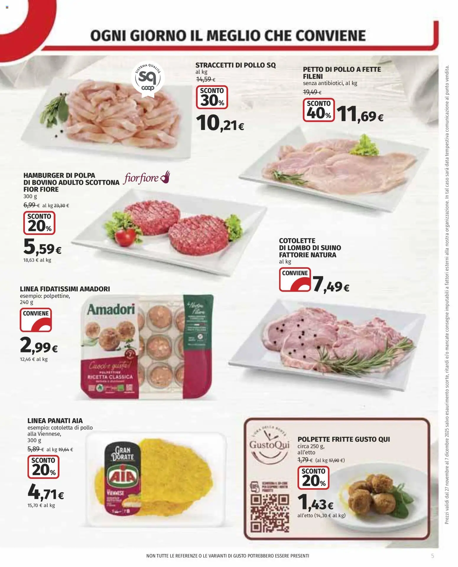 Volantino COOP del 27.11.2025 | Pagina: 5 | Prodotti: Bovino, Petto di Pollo, Suino, Polpette