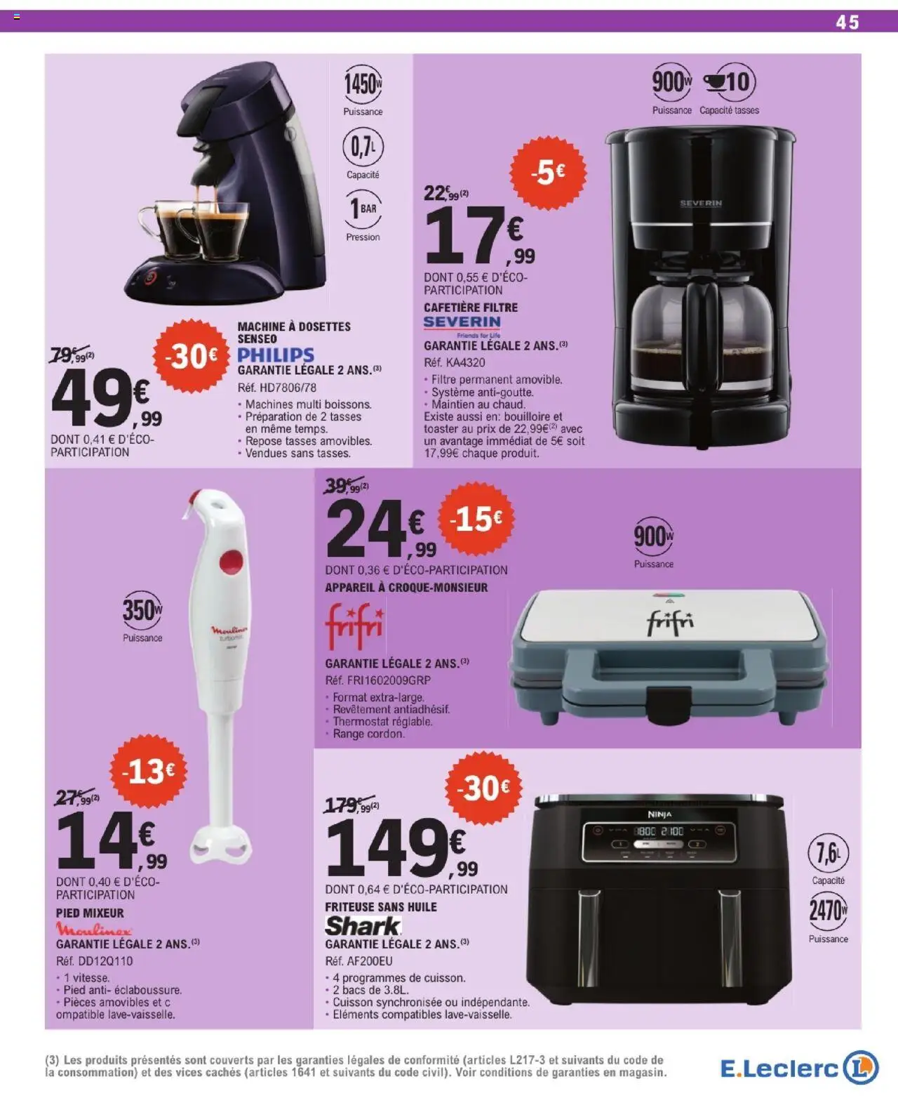  | Page: 45 | Produits: Mixeur, Toaster, Friteuse sans huile, Tasses