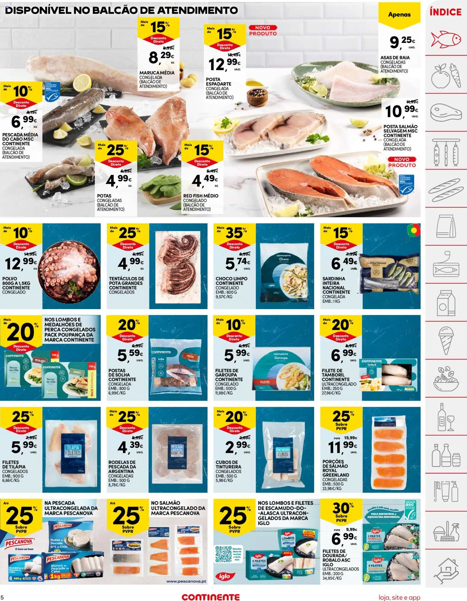 Continente folheto │ válido de 21.04.2026 | Página: 5 | Produtos: Pescada, Polvo, Salmão, Tamboril