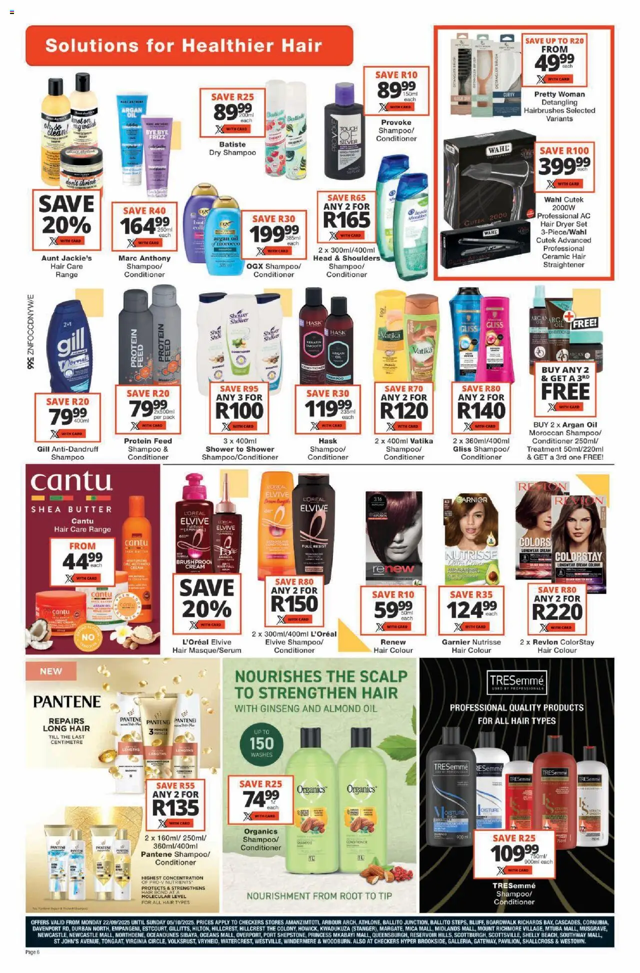 New Checkers catalogue – valid from 22.09.2025 | Page: 6 | Products: Hair colour, Oil, Shampoo, Cream