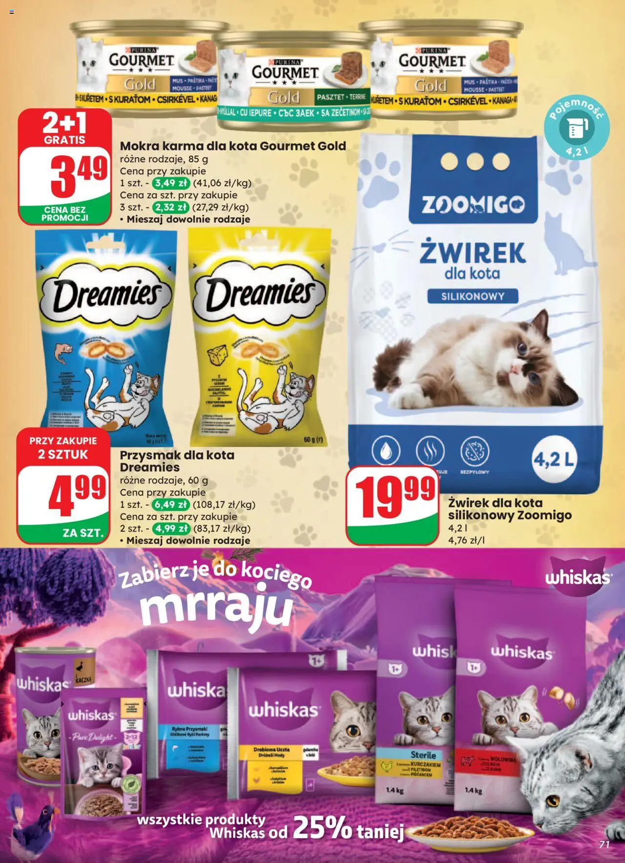 Dino Gazetka od 13.08.2025 | Strona: 71 | Produkty: Żwirek dla kota, Kaczka, Karma dla kota, Wołowina