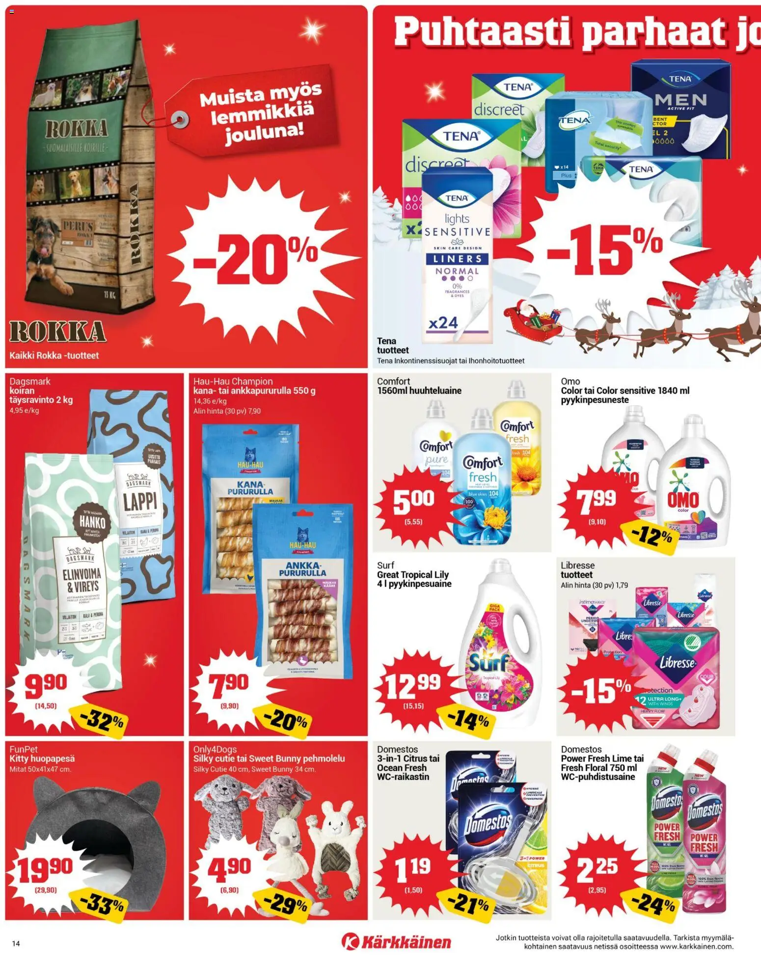 Kärkkäinen tarjoukset – voimassa 05.11.2025 alkaen | Sivu: 14 | Tuotteet: Kana, Huuhteluaine, Peruna, Kala