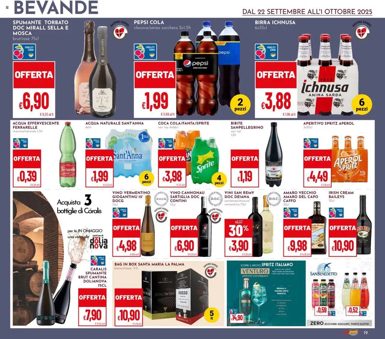 Volantino Pan del 22.09.2025 | Pagina: 19 | Prodotti: Bibite, Aperol, Pepsi, Ferrarelle