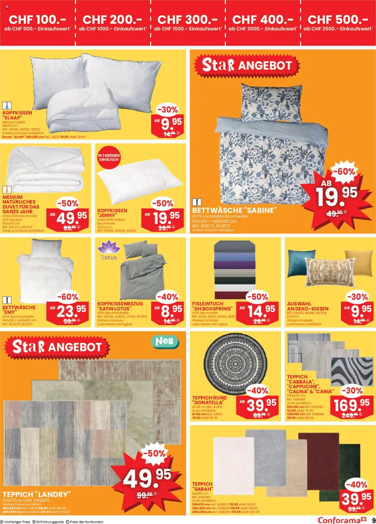 Conforama Aktionen ab 23.07.2025 | Seite: 9 | Produkte: Kopfkissen, Teppich, Hülle, Bettwäsche