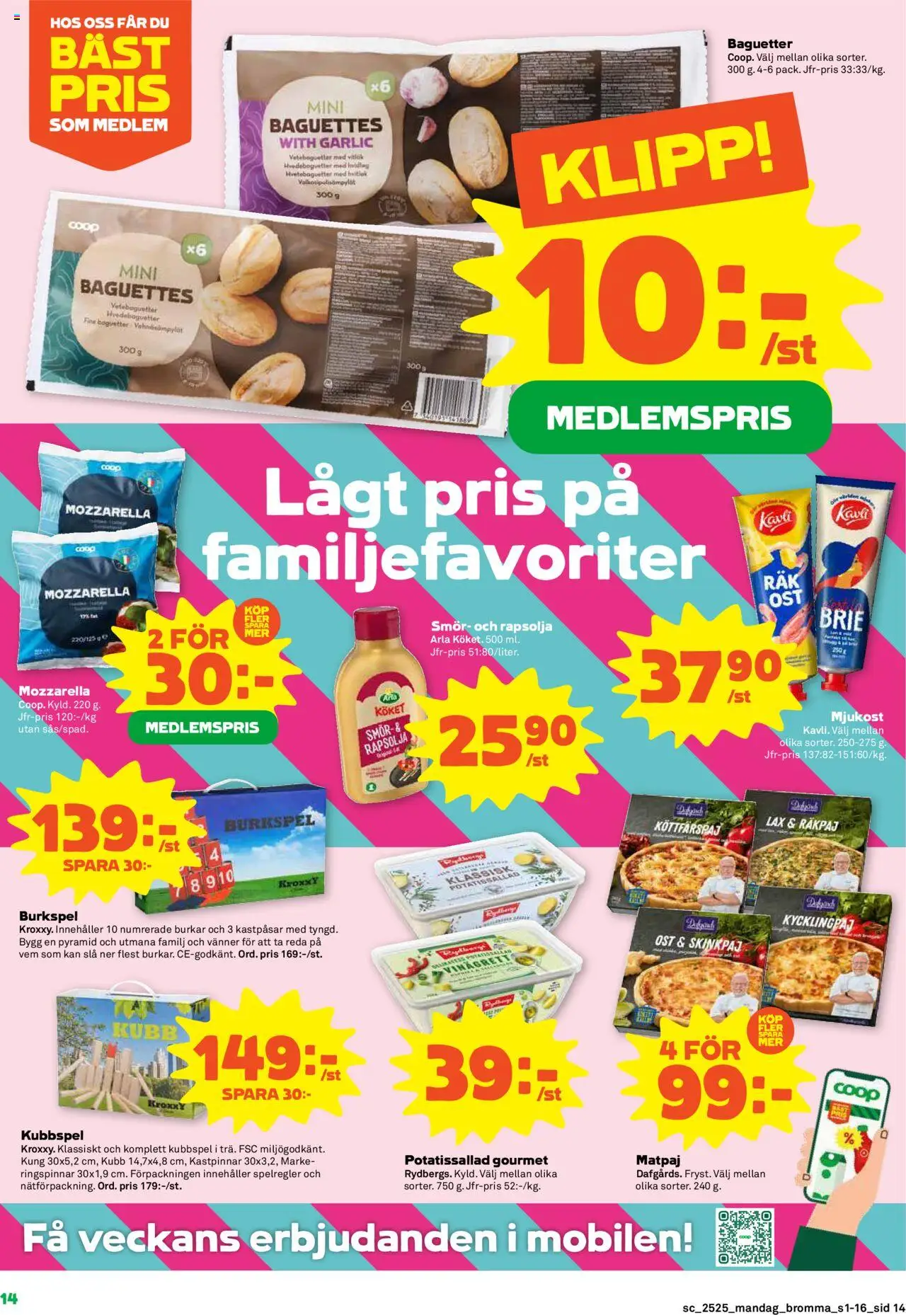 Stora Coop reklamblad aktuell från 16.06.2025 | Sida: 14 | Produkter: Potatissallad, Lax, Rapsolja, Vitlök