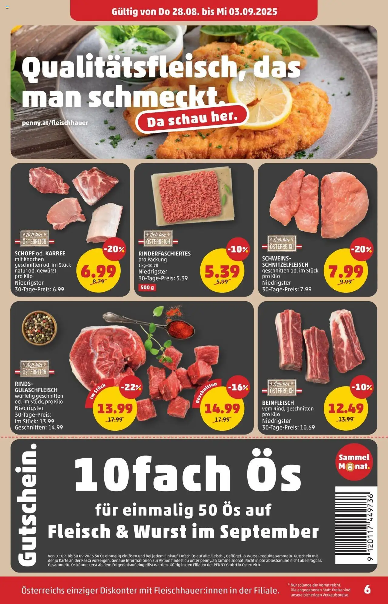 Penny Markt Flugblatt gültig ab 28.08.2025 | Seite: 6 | Produkte: Wurst