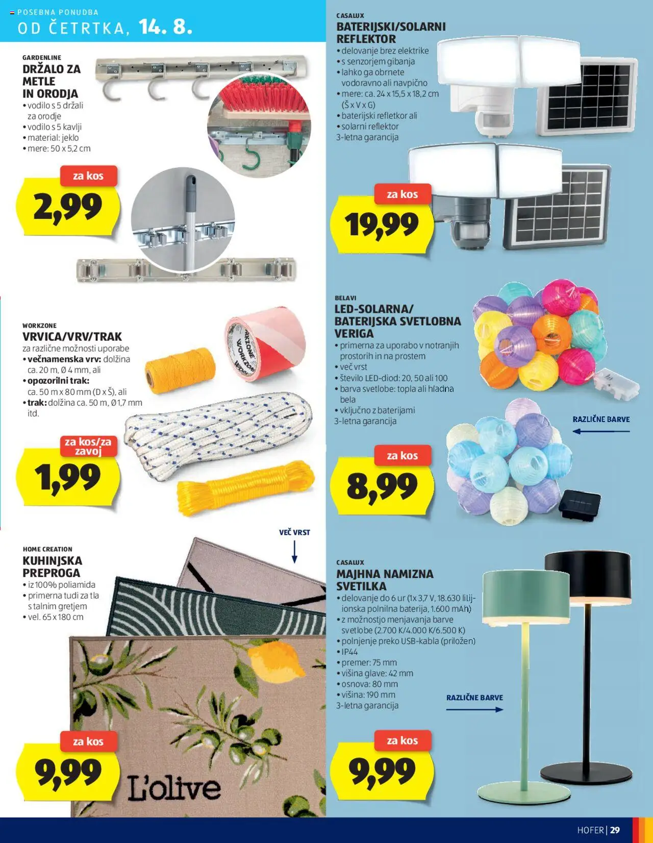 Hofer katalog │ velja od 07.08.2025 | Stran: 29 | Izdelki: Kos, Svetilka, Namizna svetilka, Barva