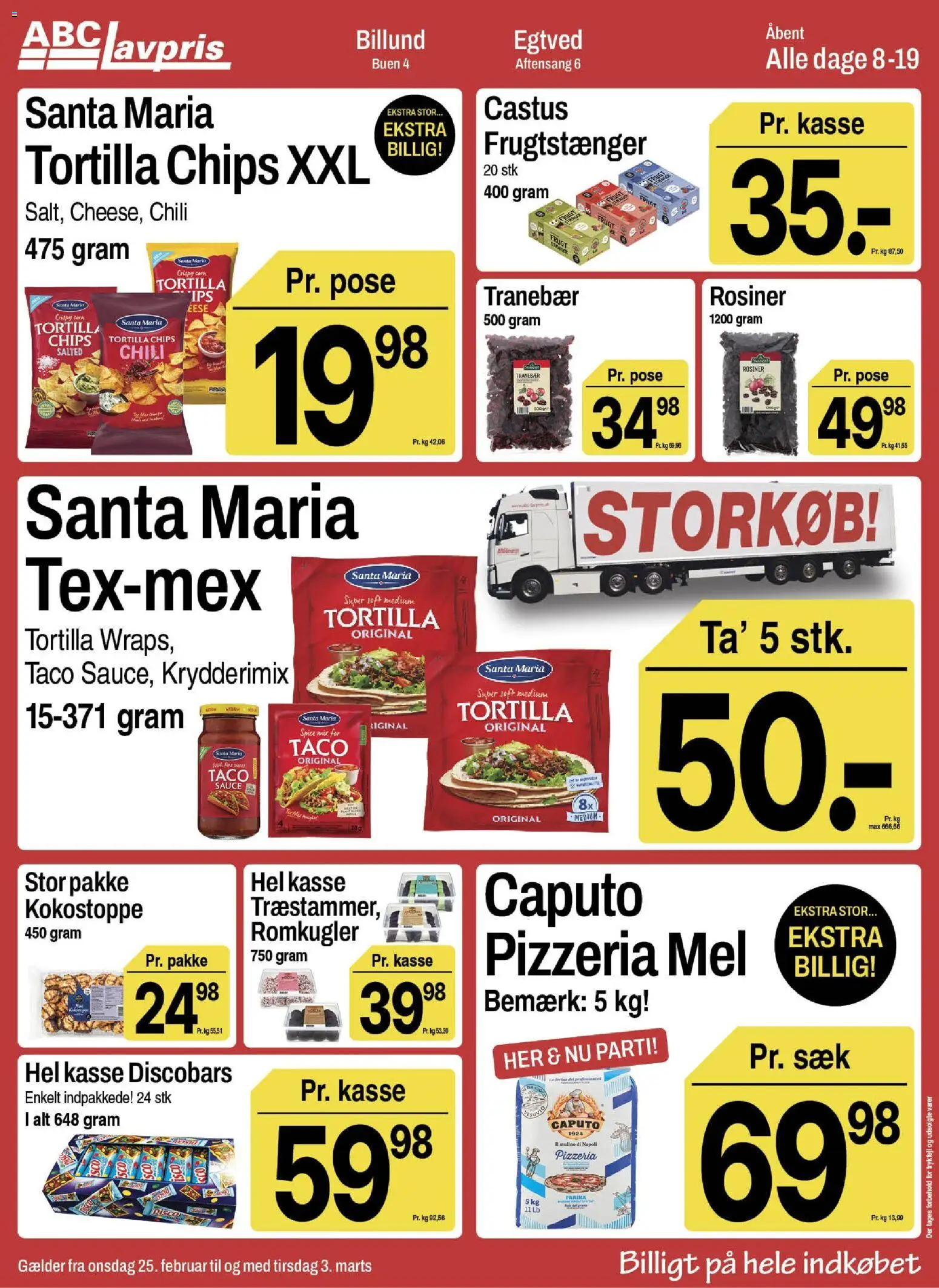 Abc Lavpris tilbudsavis – gyldig fra 25.02.2026 | Side: 2 | Produkter: Chips, Rosiner, Romkugler, Taco