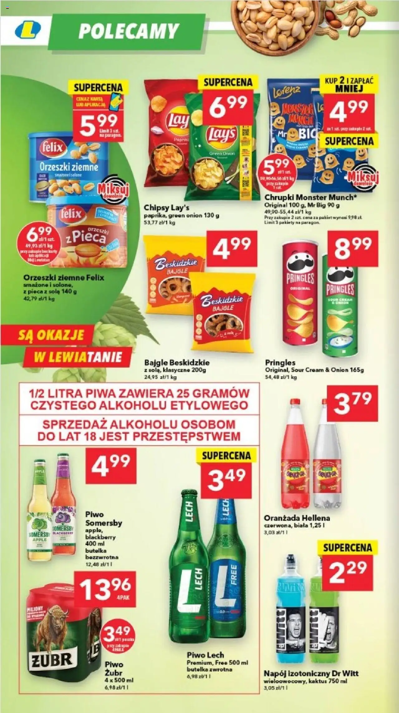 Lewiatan gazetka - Legnica od 13.08.2025 | Strona: 6 | Produkty: Karta, Oranżada hellena, Orzeszki ziemne, Piwo