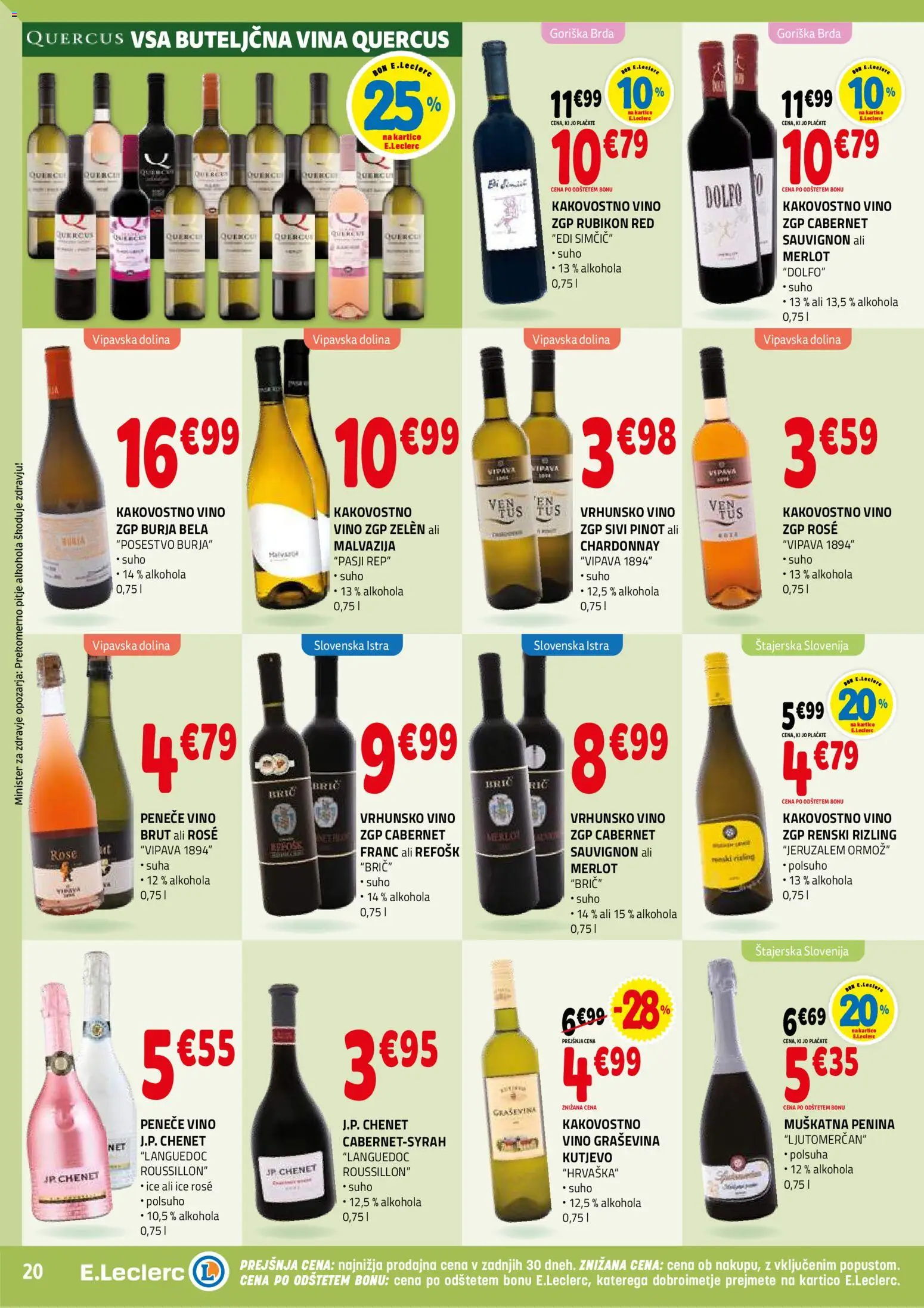 Novi E.leclerc katalog ponudbe – veljaven od 14.01.2026 | Stran: 20 | Izdelki: Penina, Vino