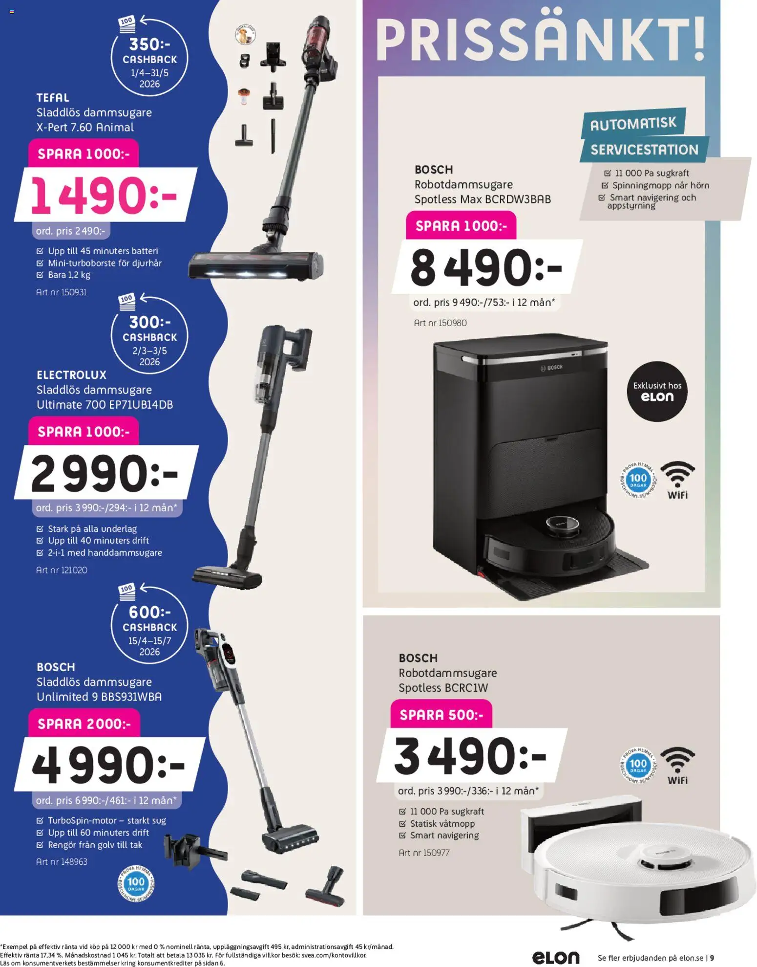 Elon reklamblad aktuell från 27.04.2026 | Sida: 9 | Produkter: Dammsugare, Navigering, Batteri, Wifi