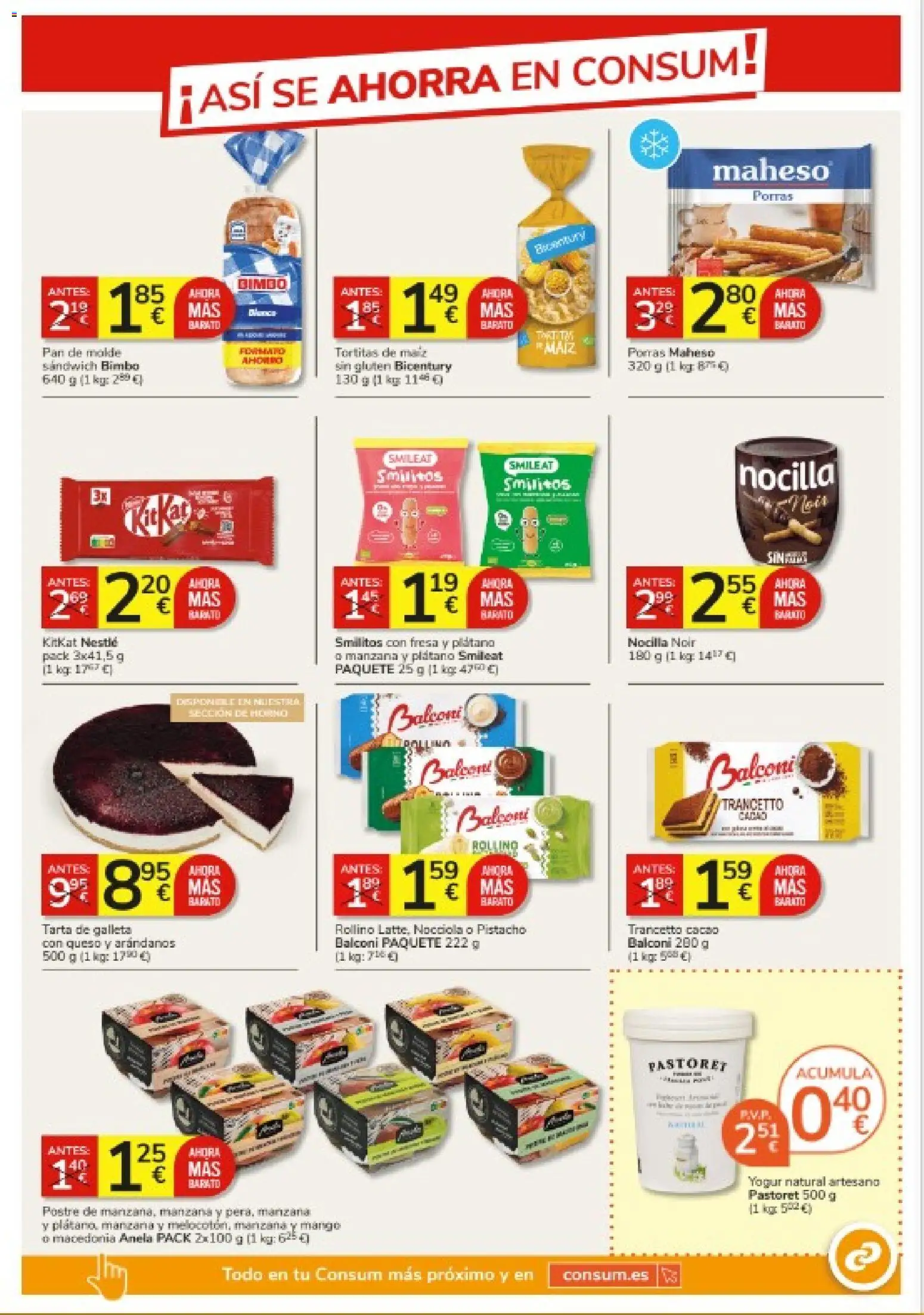 Consum folleto │ válido desde el 08.01.2026 | Página: 13 | Productos: Yogur, Pan, Manzana, Φρυγανιές σικάλεως
