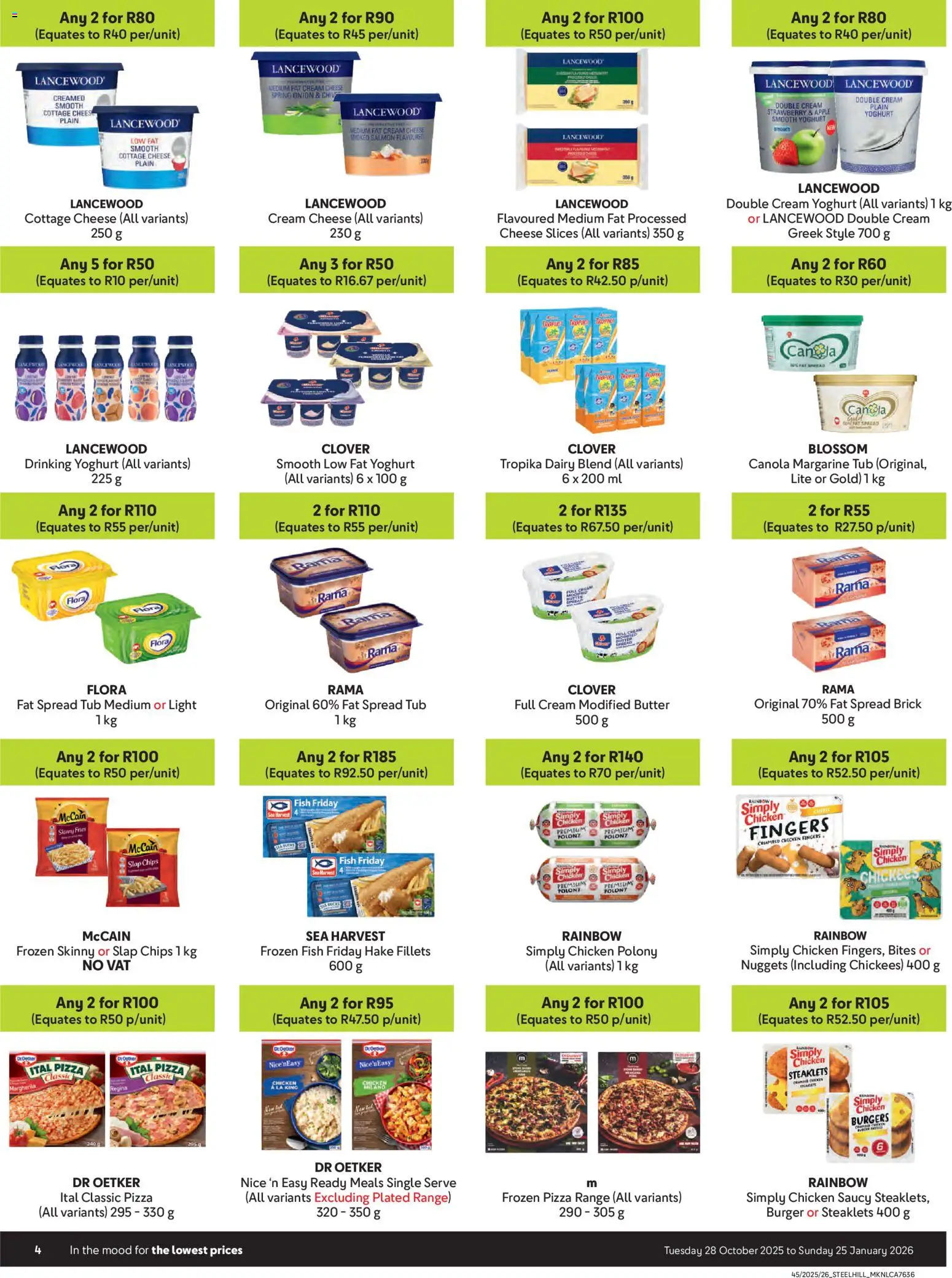 New Makro catalogue – valid from 28.10.2025 | Page: 4 | Products: Yoghurt, Margarine, Pizza, Cream