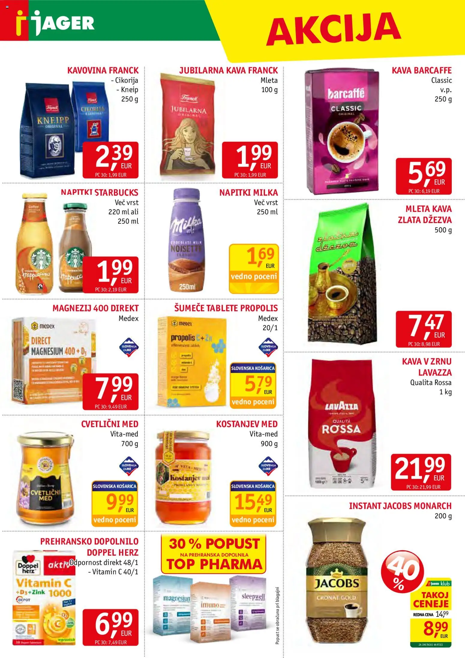 Novi Jager katalog ponudbe – veljaven od 25.02.2026 | Stran: 10 | Izdelki: Prehranska dopolnila, Napitki, Kava