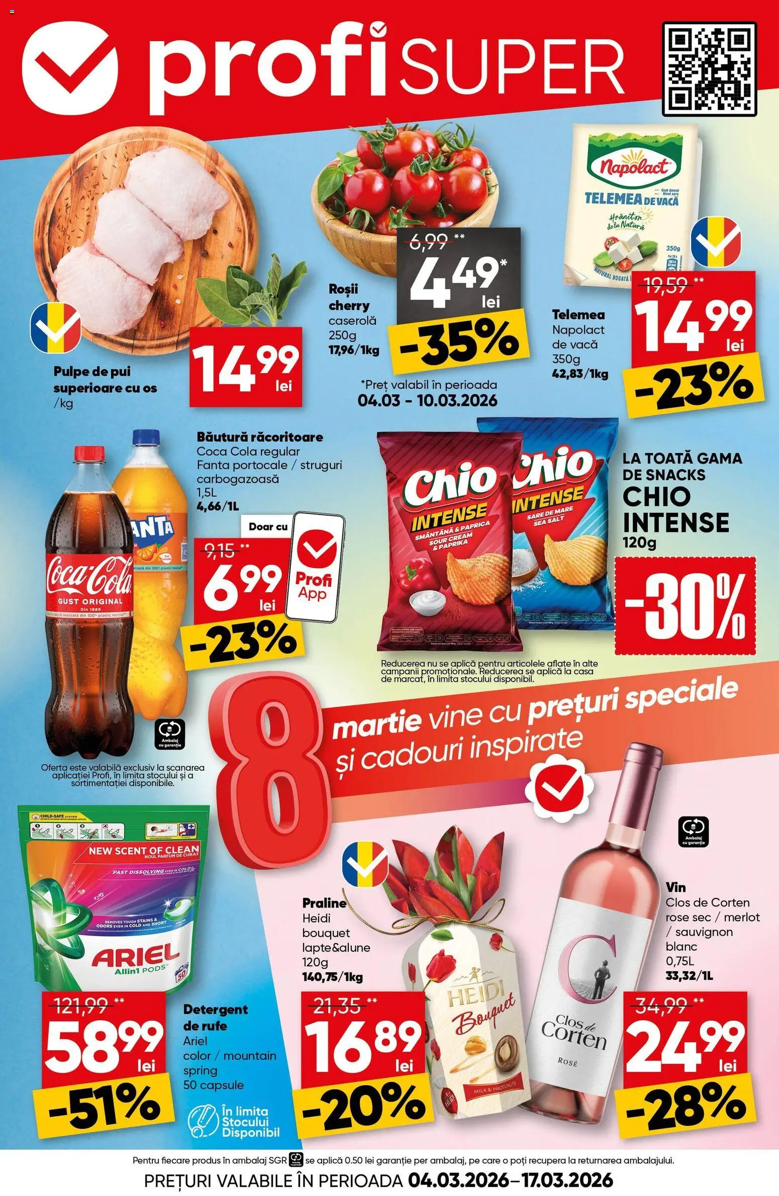 Noul catalog Profi – valabil de la 04.03.2026 | Pagină: 1 | Produse: Hacıyatmaz Kedi Oyuncağı, Amerikan servis, Praline, Smântână
