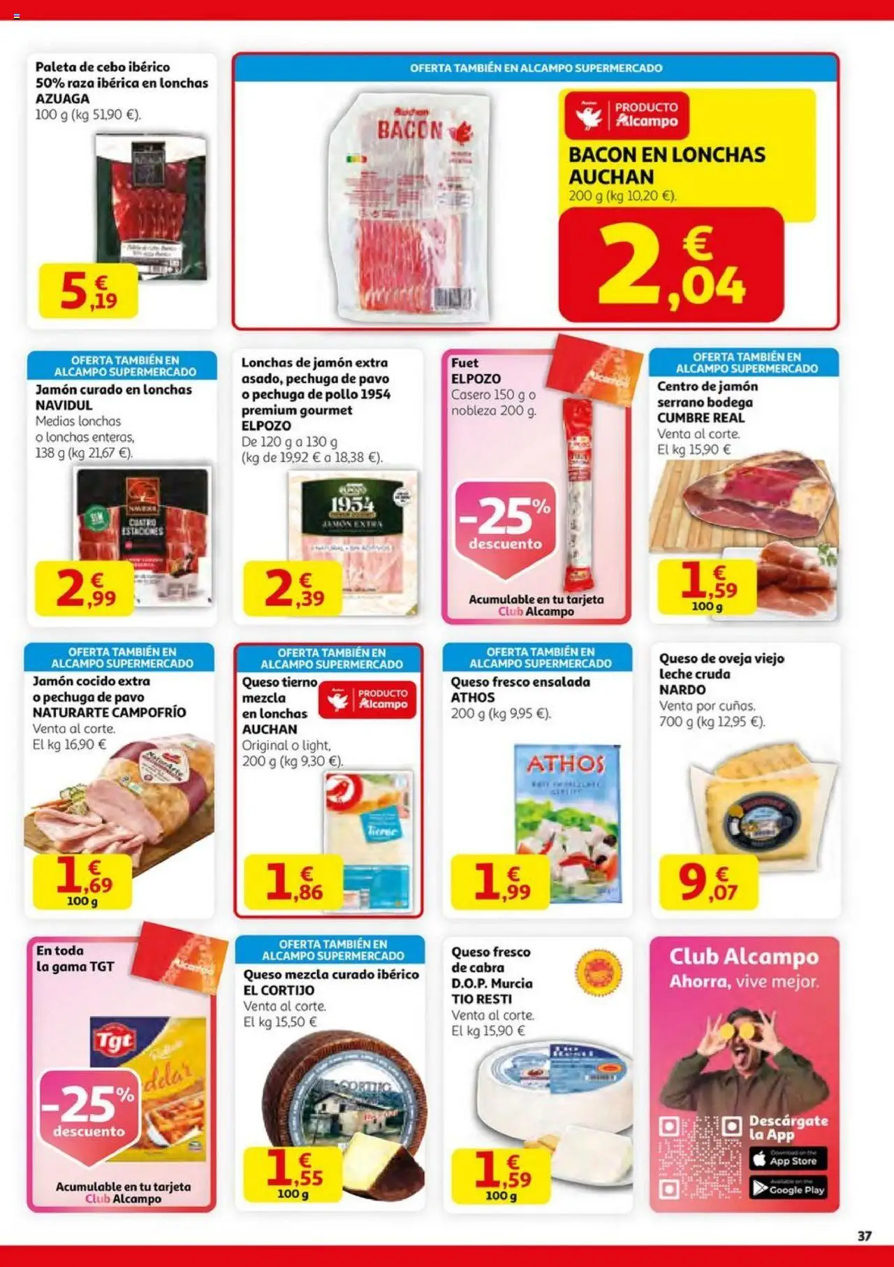Alcampo - HG Madrid Unificado  │ válido desde el 14.08.2025 | Página: 37 | Productos: Medias, Leche, Queso, Jamón